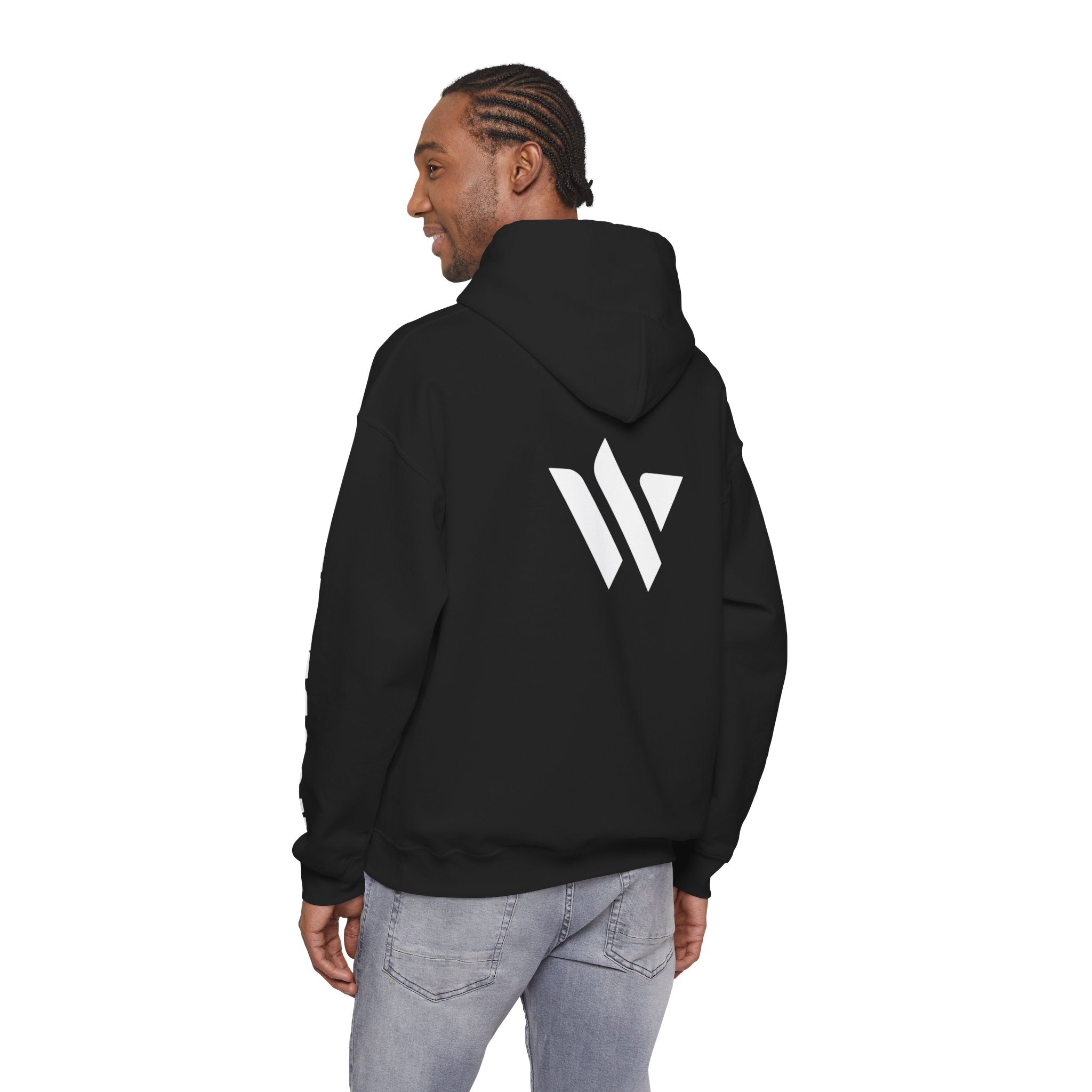 16 - Academy Printed Logo Multi Colors Hoodie — Woodland Sleeve Graphic Hooded Sweatshirt