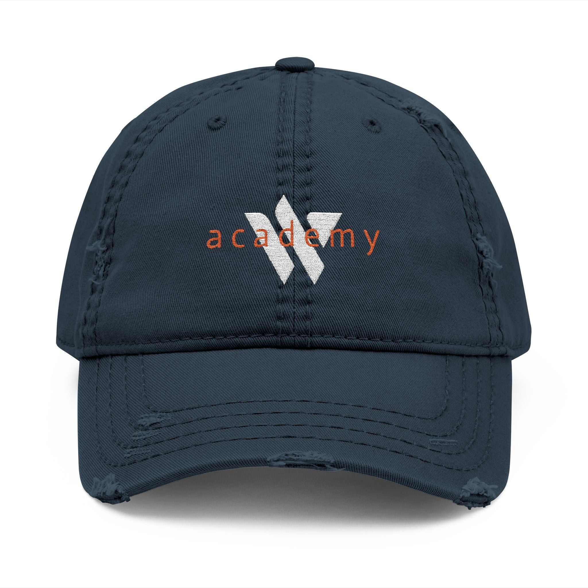 3 - Woodland Academy Embroidered Distressed Multi Color Dad Hat – Minimal White Logo Baseball Cap