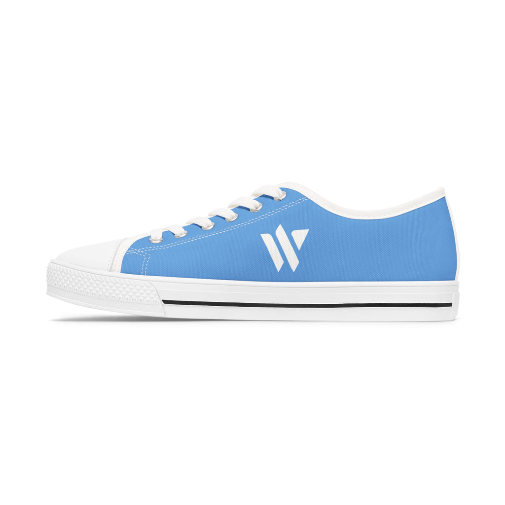 4 - Women's Low Top Sneakers — Minimal White Canvas Shoes with 'academy' Script Accent