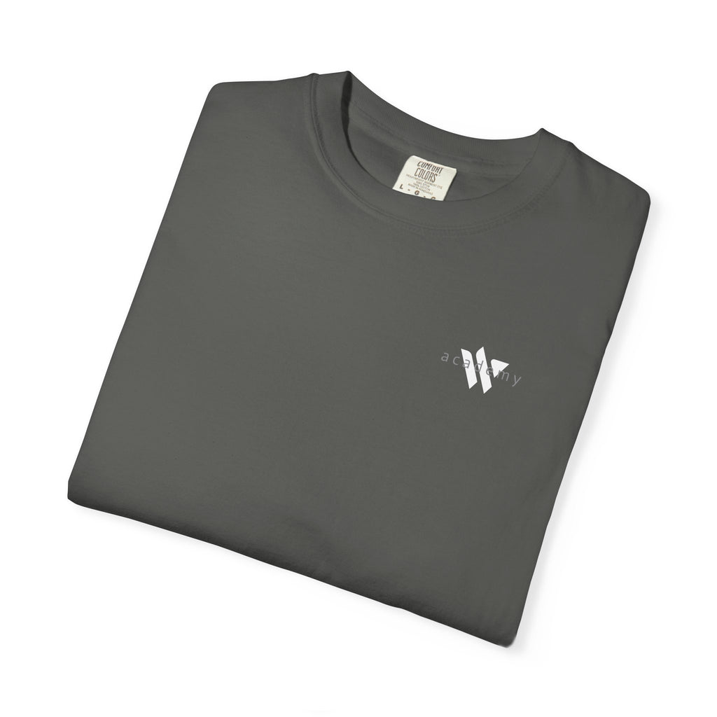 11 - Woodland Academy Dark Grey T-Shirt — Minimal Logo Tee for Leaders & Coaches