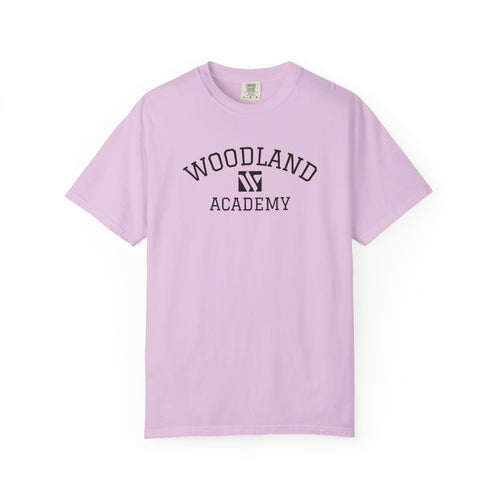 11 - Woodland Academy Graphic Multi Color T-Shirt — Minimal Logo Tee for Leaders & Coaches