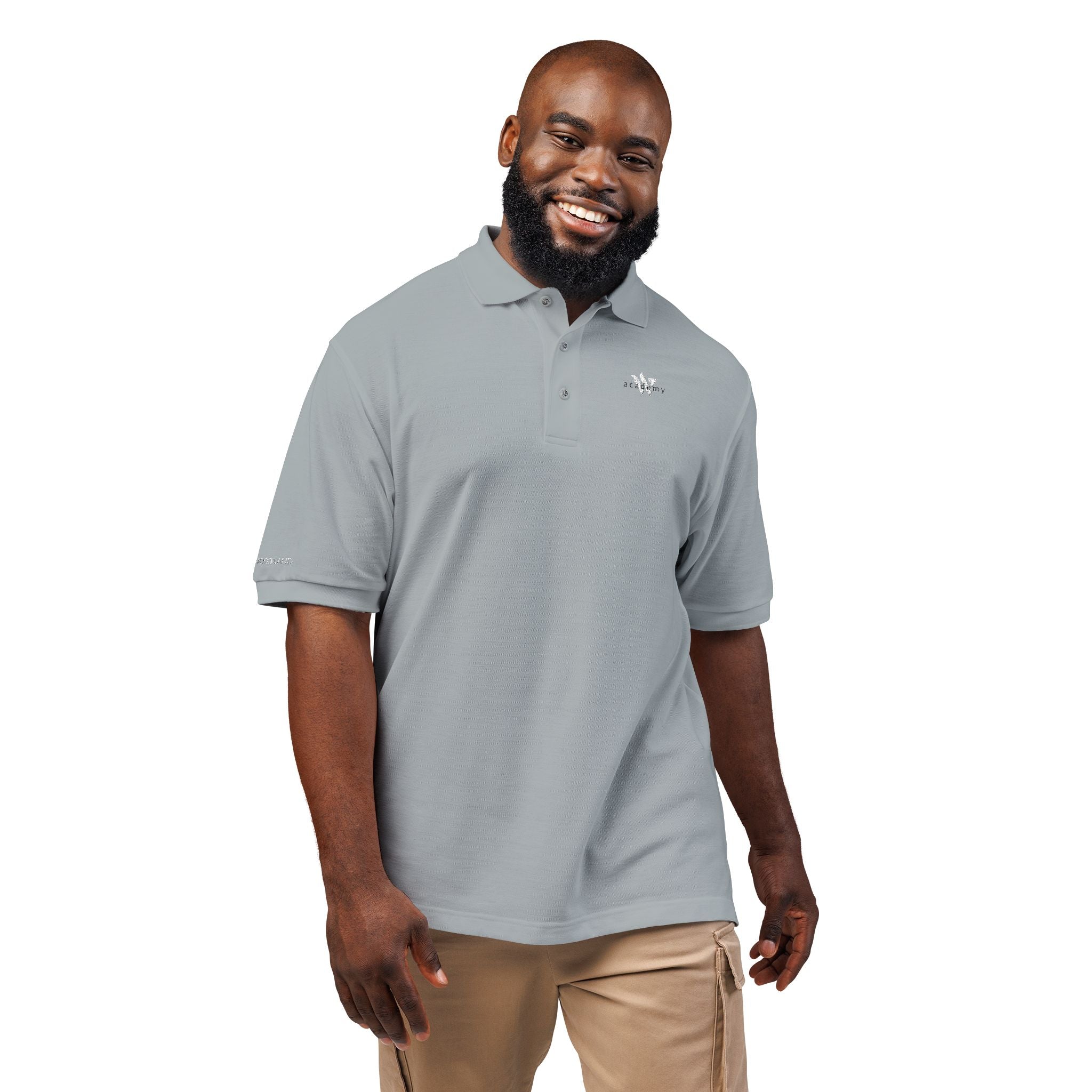 114 - Woodland Academy Embroidered Multi Color Classic Polo Shirt — Small Chest Crest Logo