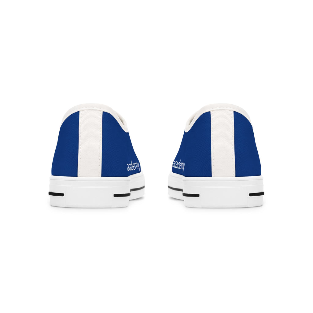 4 - Women's Low Top Sneakers — Minimal White Canvas Shoes with 'academy' Script Accent
