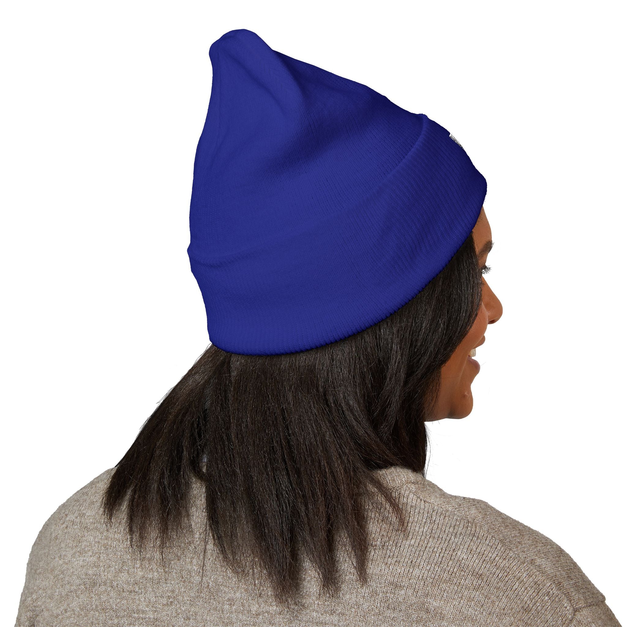 31 - Woodland Multi Colors Embroidered Classic Cuffed Beanie — Yellow Minimal Logo Winter Hat