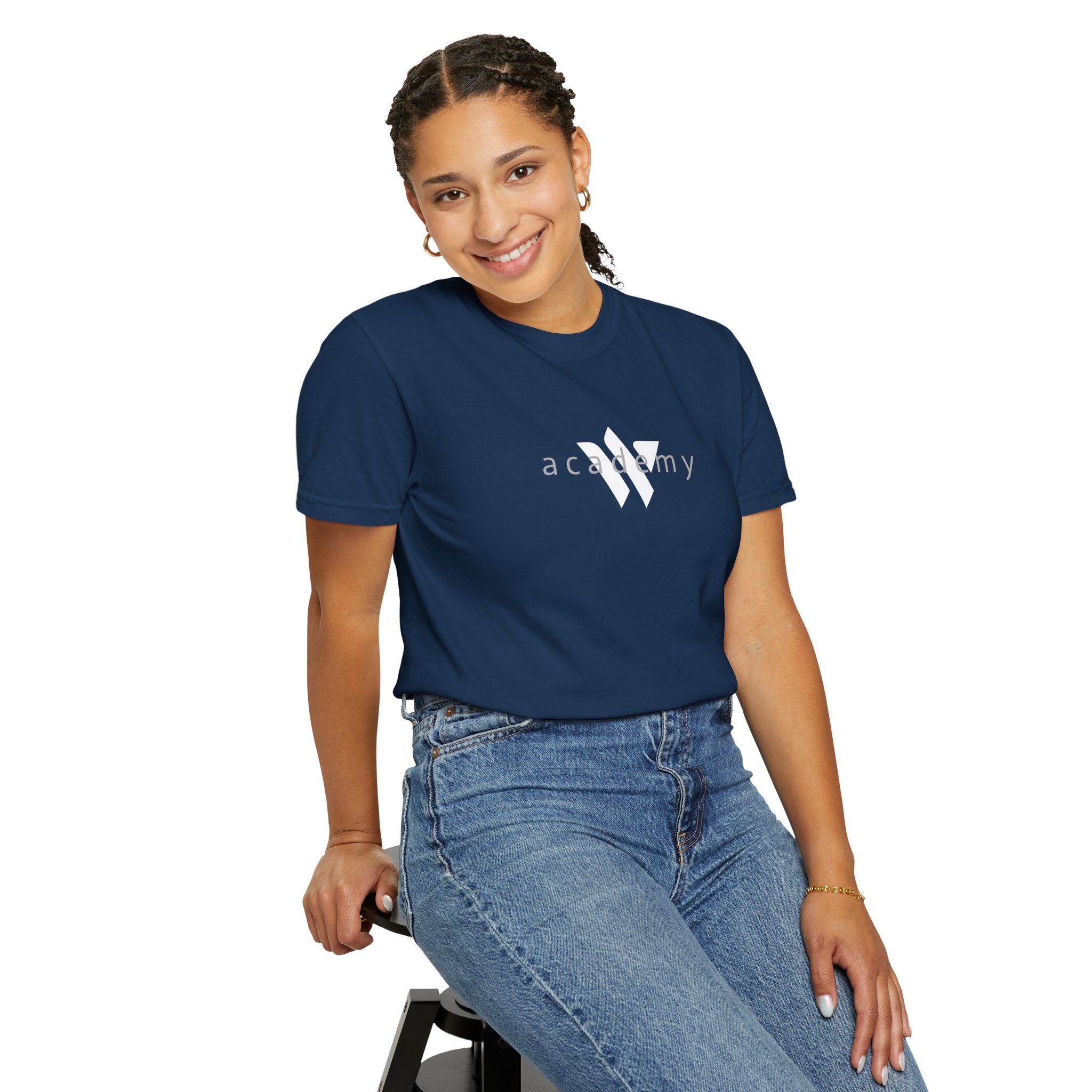 11 - Woodland Academy Multi Color T-Shirt — Minimal Logo Tee for Leaders & Coaches