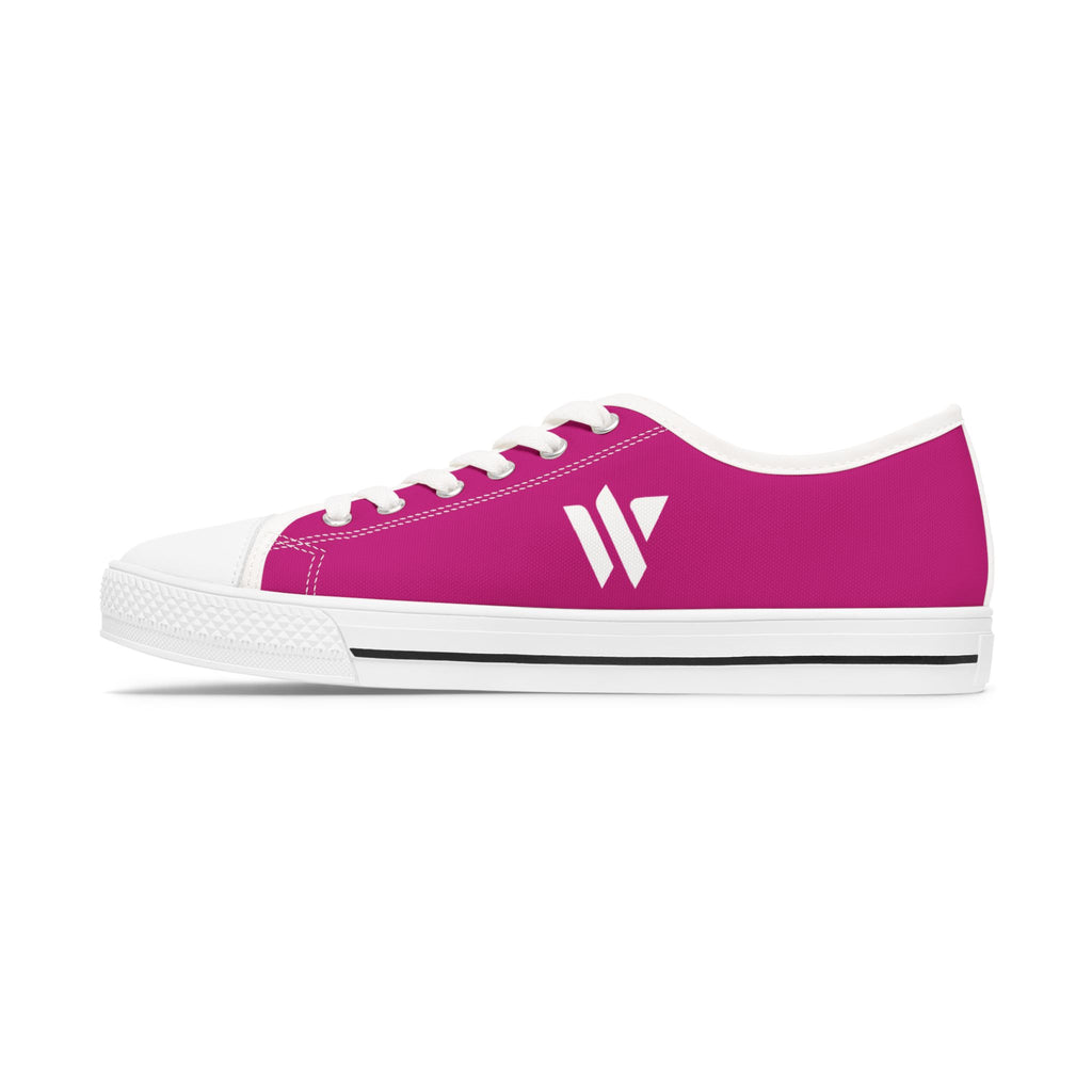 4 - Women's Low Top Sneakers — Minimal White Canvas Shoes with 'academy' Script Accent