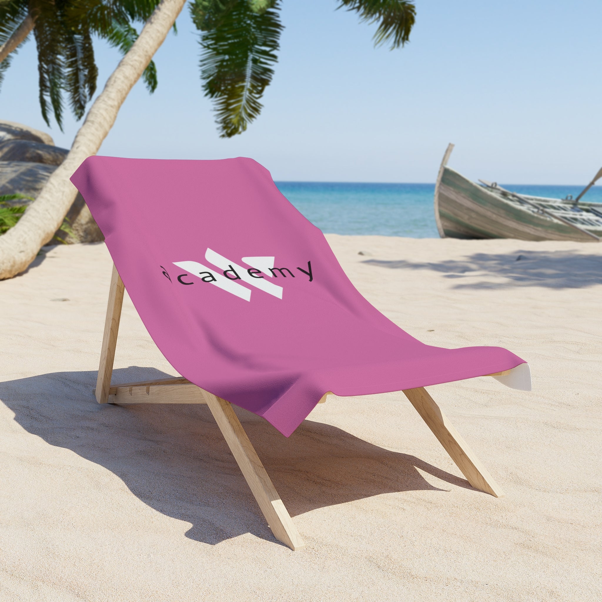 61 - Woodland Academy Pink Beach Towel – Branded Logo Summer Towel