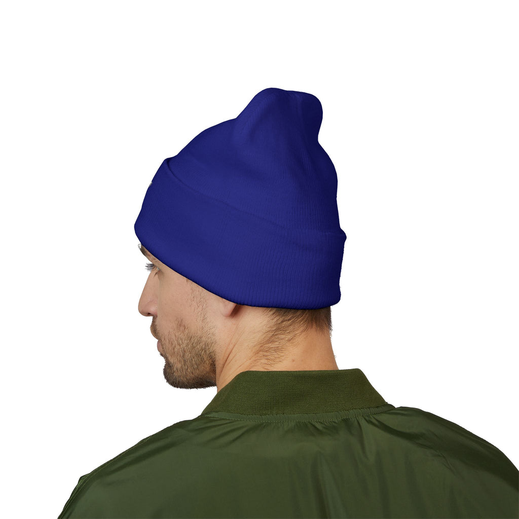 31 - Woodland Multi Colors Embroidered Classic Cuffed Beanie — Yellow Minimal Logo Winter Hat