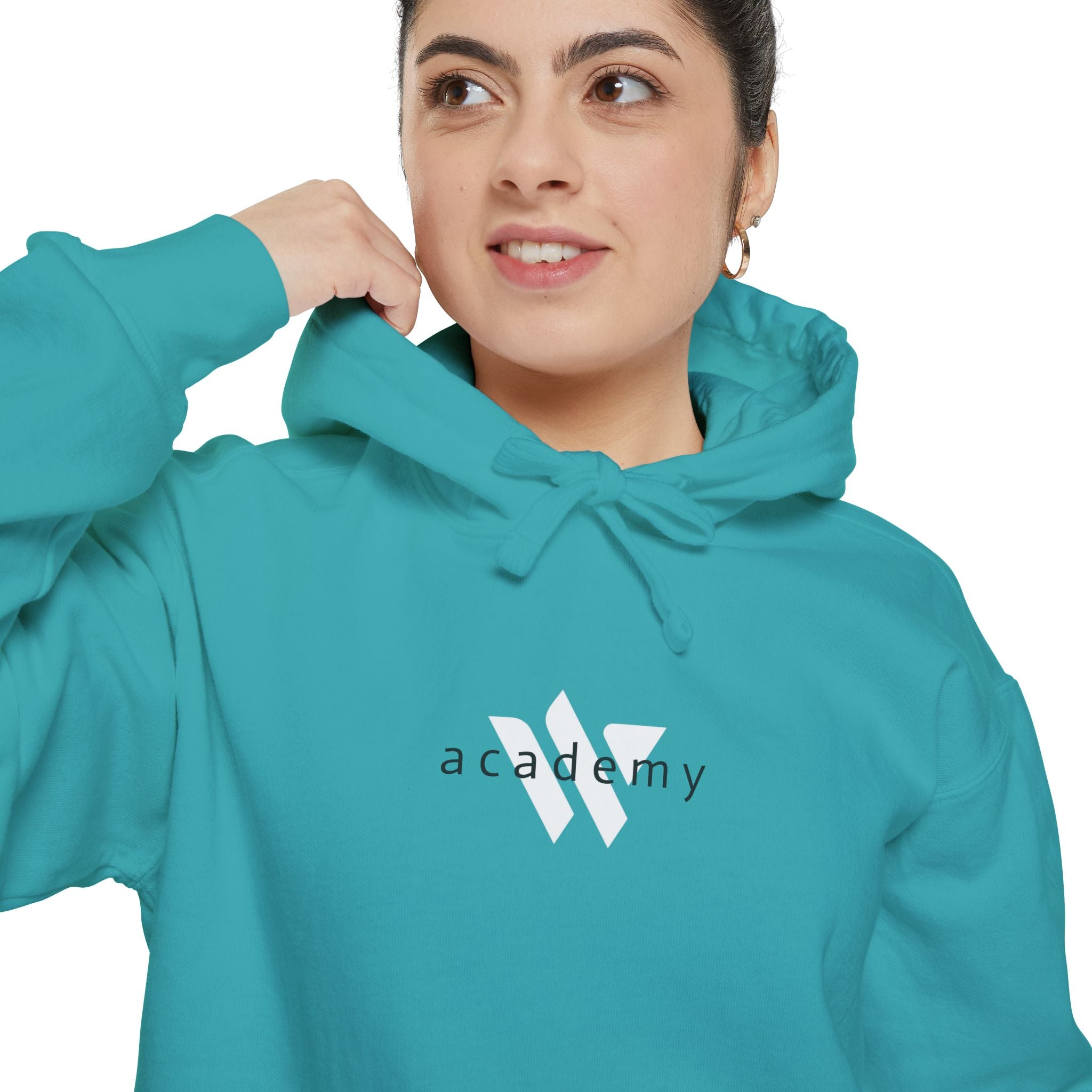 17 - Woodland Academy Embroidered Comfort Colors Logo Hoodie — Garment-Dyed Cozy Pullover