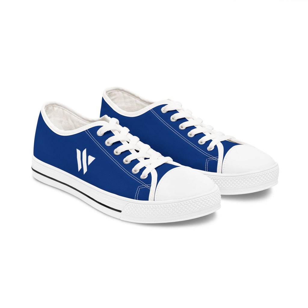 4 - Women's Low Top Sneakers — Minimal White Canvas Shoes with 'academy' Script Accent