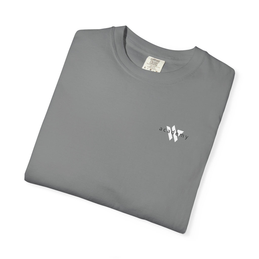 11 - Woodland Academy Grey T-Shirt — Minimal Logo Tee for Leaders & Coaches