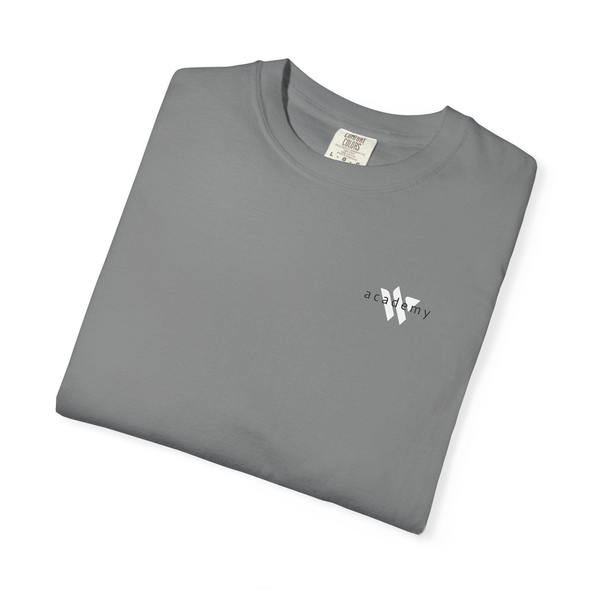 11 - Woodland Academy Grey T-Shirt — Minimal Logo Tee for Leaders & Coaches