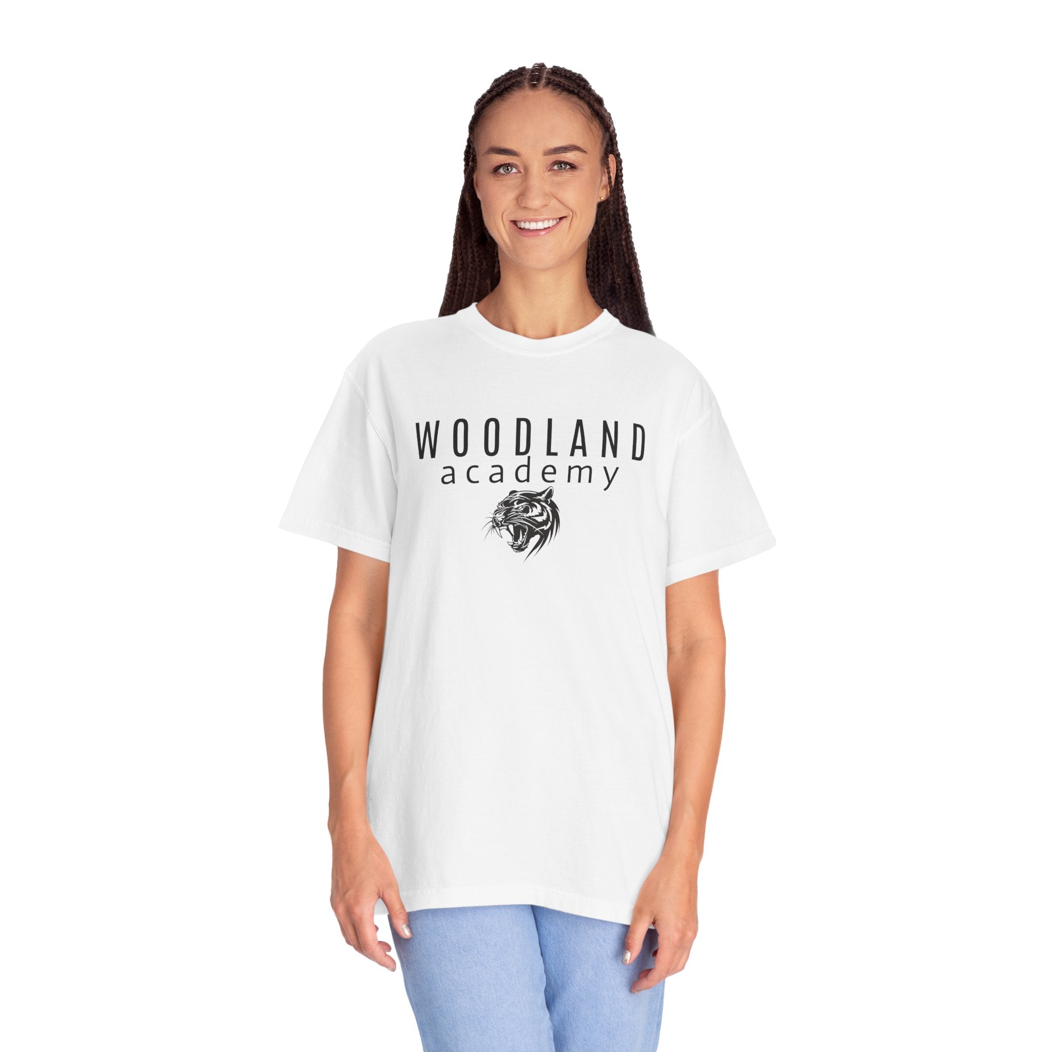 11 - Woodland Academy Wildcat Logo Multi Color T-Shirt — Minimal Logo Tee for Leaders & Coaches