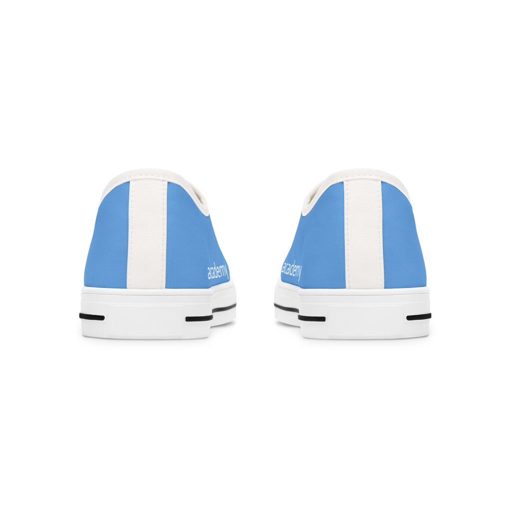 4 - Women's Low Top Sneakers — Minimal White Canvas Shoes with 'academy' Script Accent