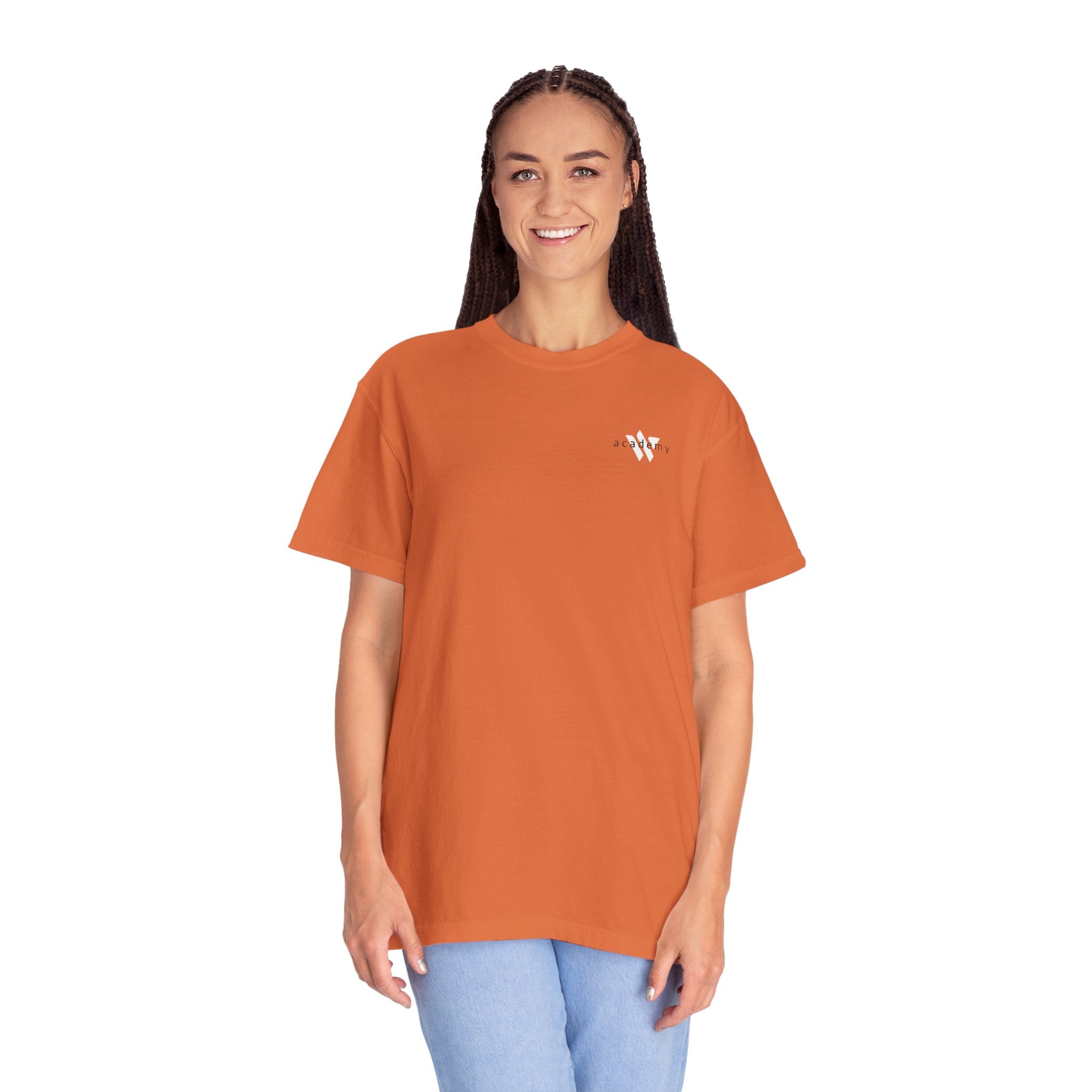 11 - Woodland Academy Burnt Orange T-Shirt — Minimal Logo Tee for Leaders & Coaches