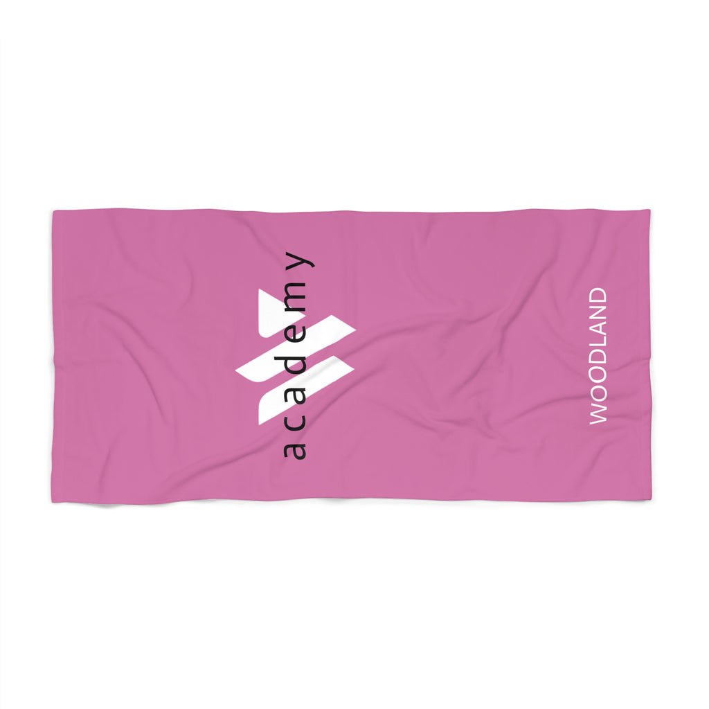 61 - Woodland Academy Pink Beach Towel – Branded Logo Summer Towel