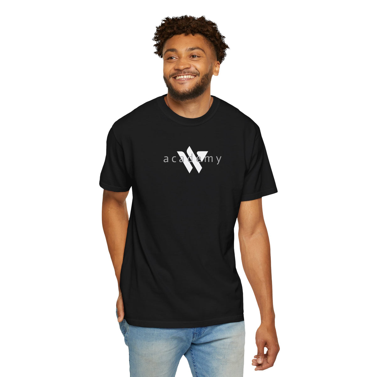 11 - Woodland Academy Black T-Shirt — Minimal Logo Tee for Leaders & Coaches