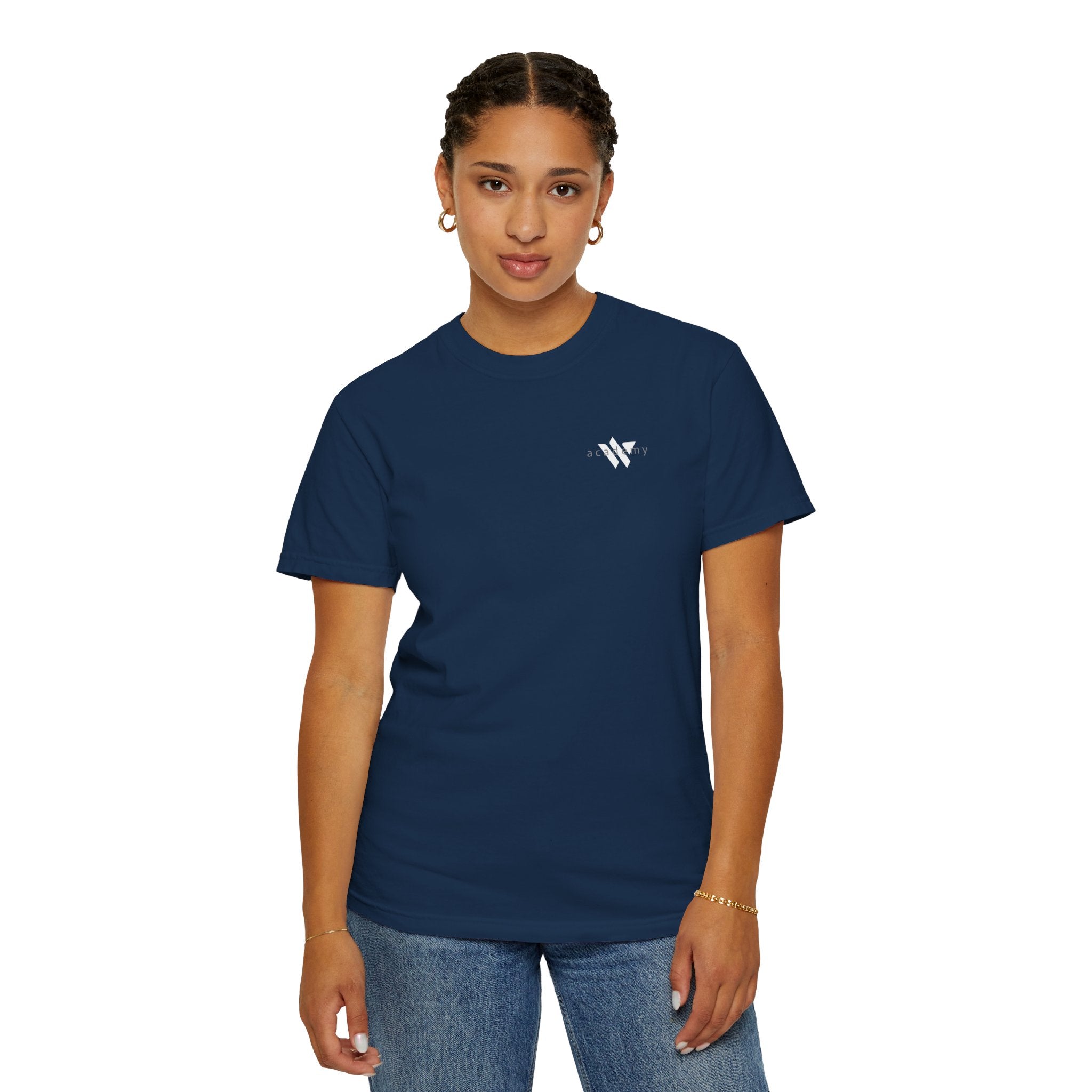 11 - Woodland Academy Multi Color T-Shirt — Minimal Logo Tee for Leaders & Coaches