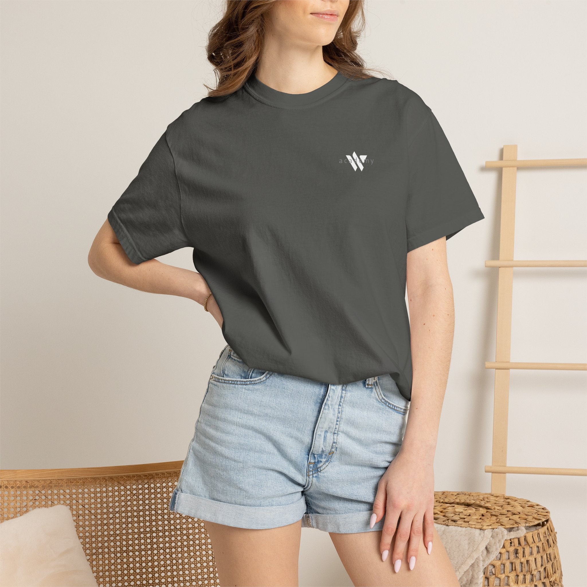 11 - Woodland Academy Dark Grey T-Shirt — Minimal Logo Tee for Leaders & Coaches