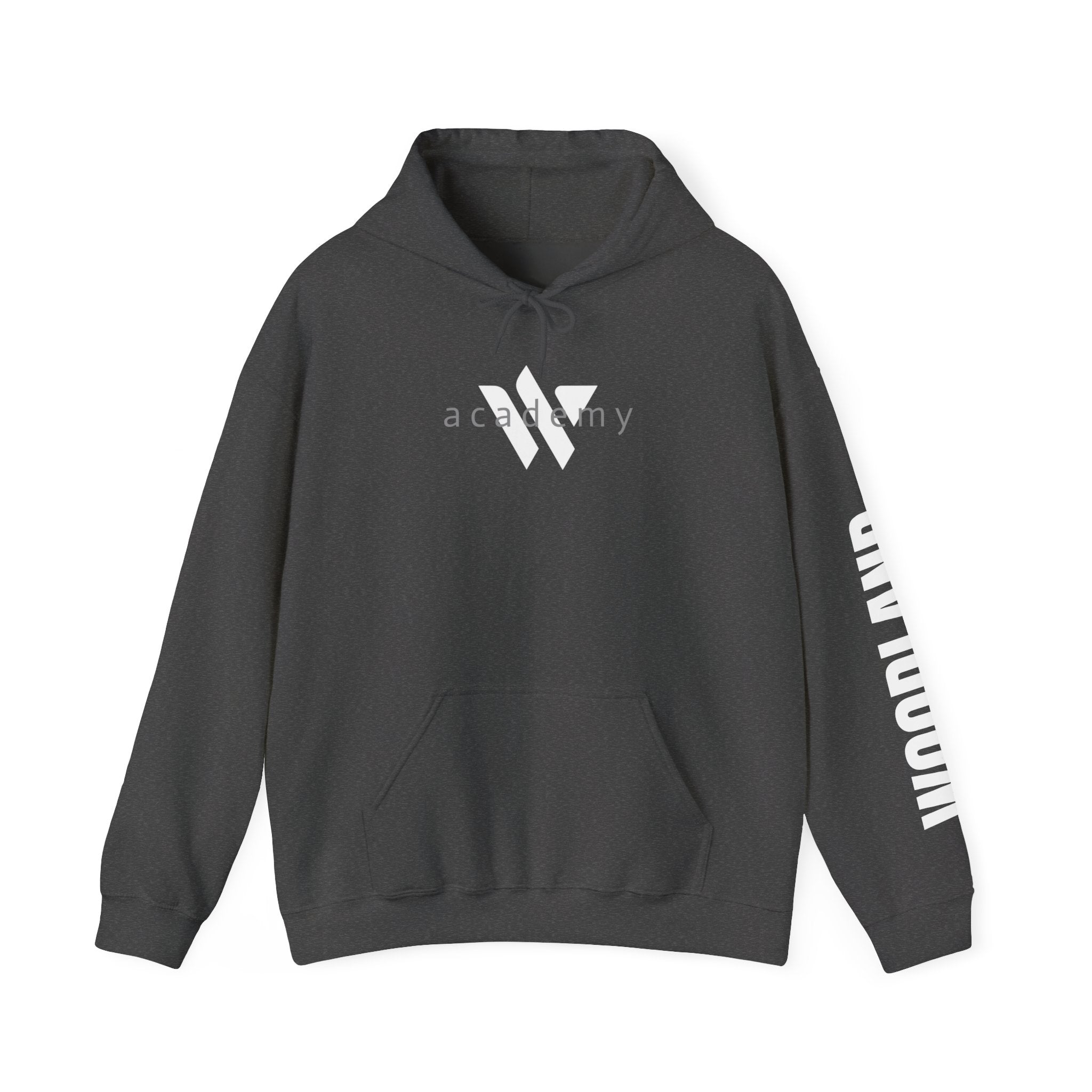 16 - Academy Printed Logo Multi Colors Hoodie — Woodland Sleeve Graphic Hooded Sweatshirt