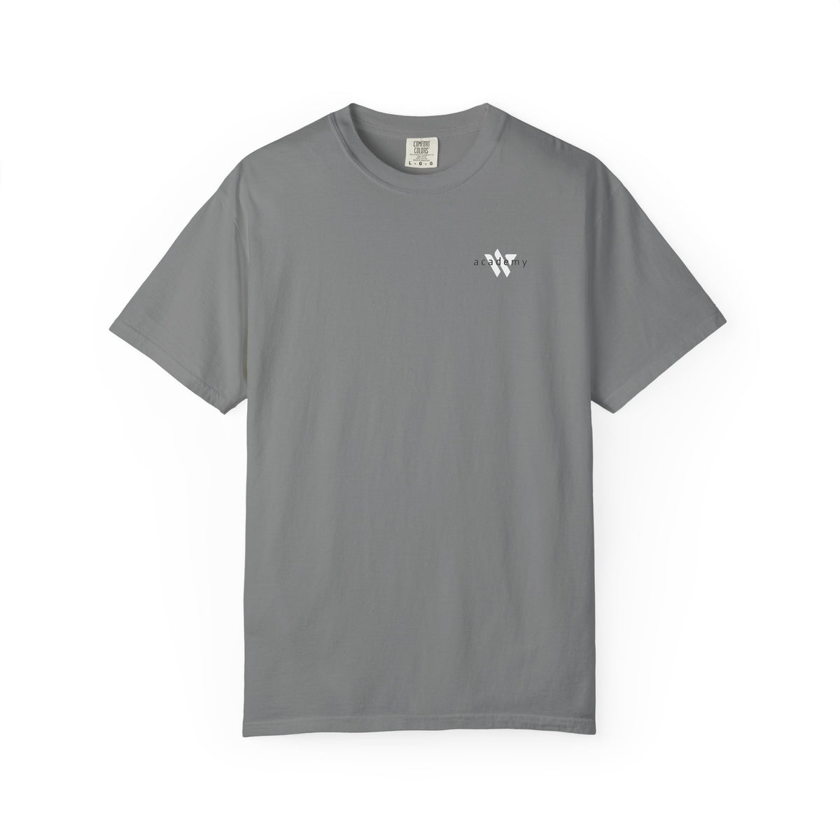 11 - Woodland Academy Grey T-Shirt — Minimal Logo Tee for Leaders & Coaches