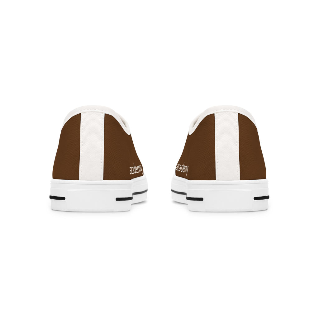 4 - Women's Low Top Sneakers — Minimal White Canvas Shoes with 'academy' Script Accent