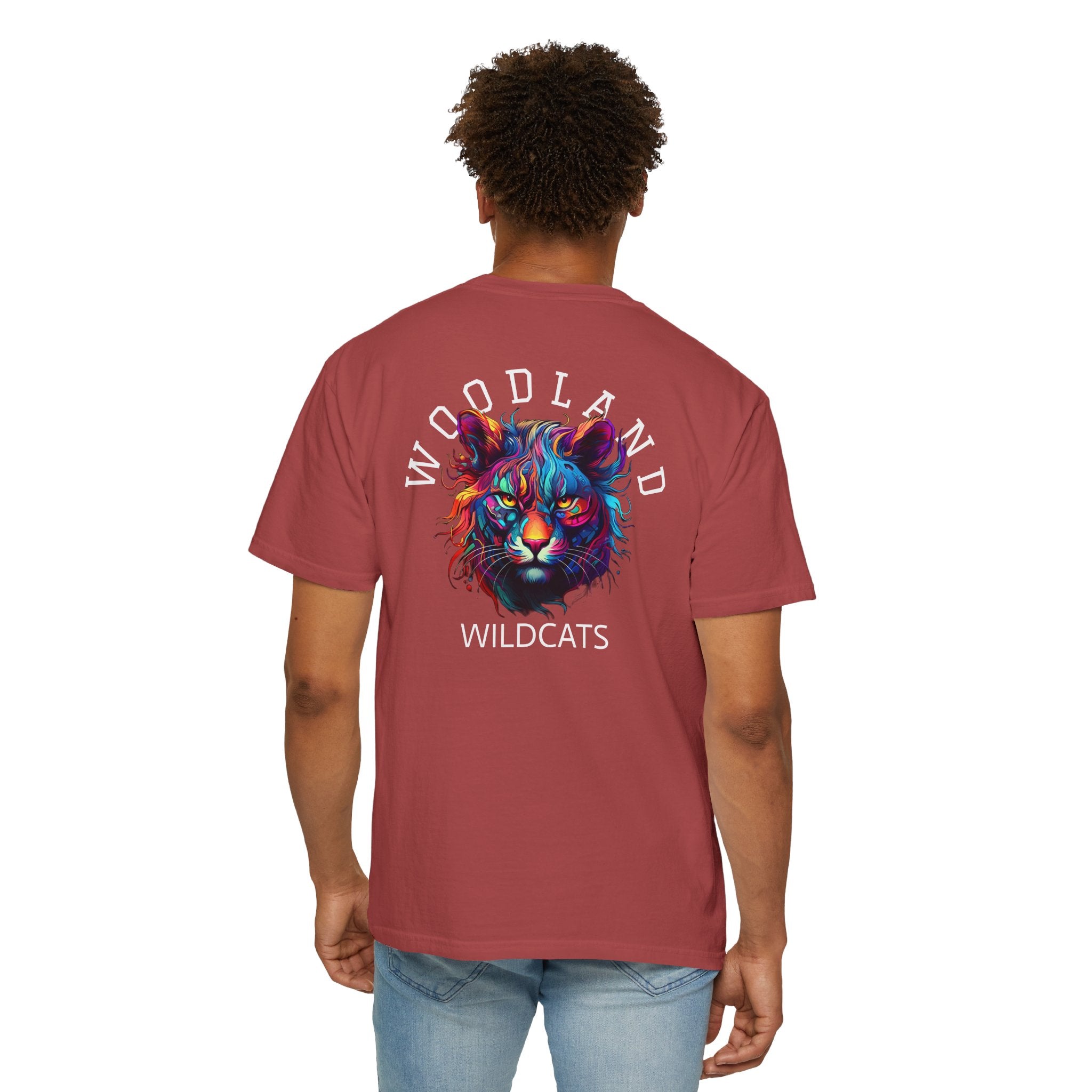 11 - Woodland Academy Painted Wildcat Multi Color T-Shirt — Minimal Logo Tee for Leaders & Coaches
