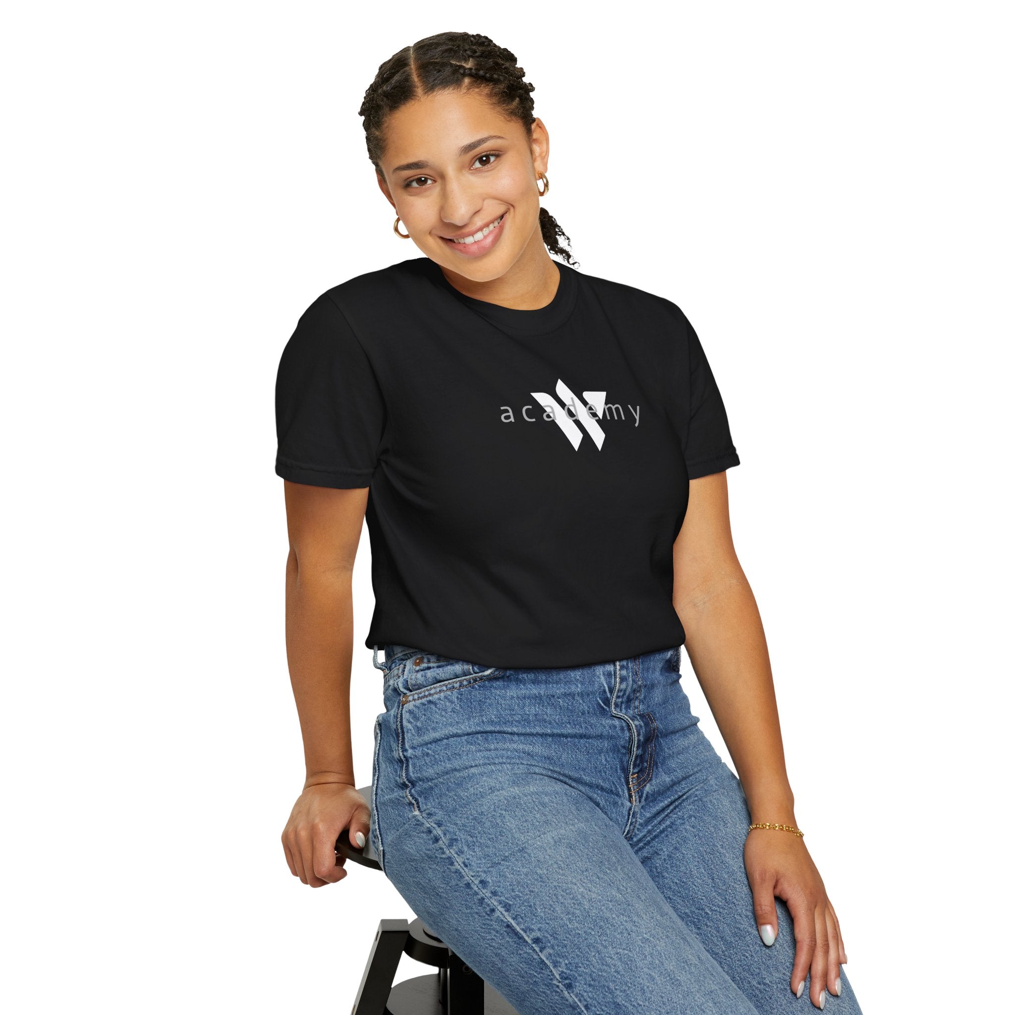 11 - Woodland Academy Black T-Shirt — Minimal Logo Tee for Leaders & Coaches
