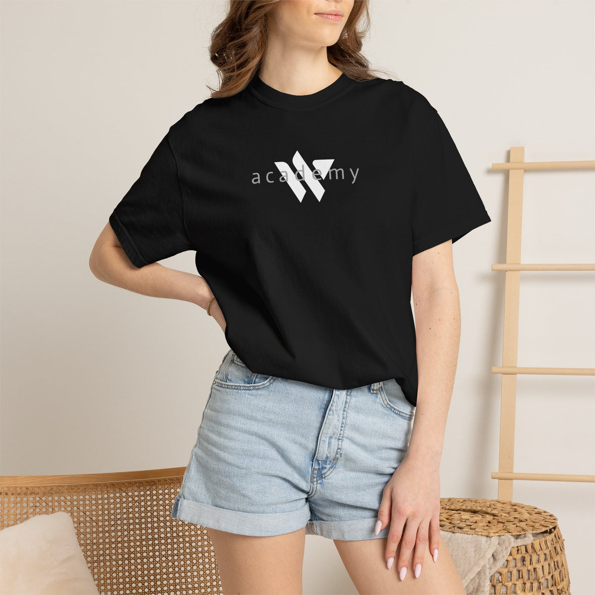 11 - Woodland Academy Black T-Shirt — Minimal Logo Tee for Leaders & Coaches