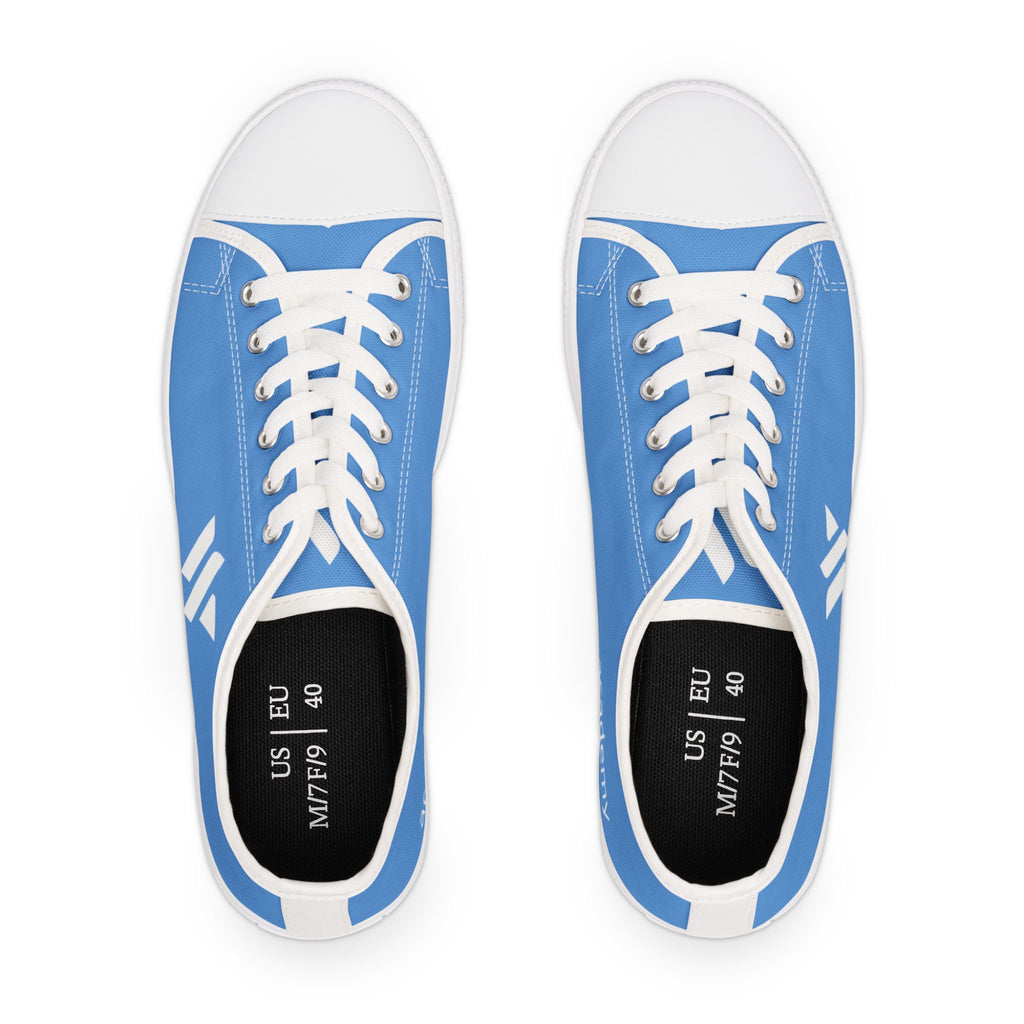 4 - Women's Low Top Sneakers — Minimal White Canvas Shoes with 'academy' Script Accent