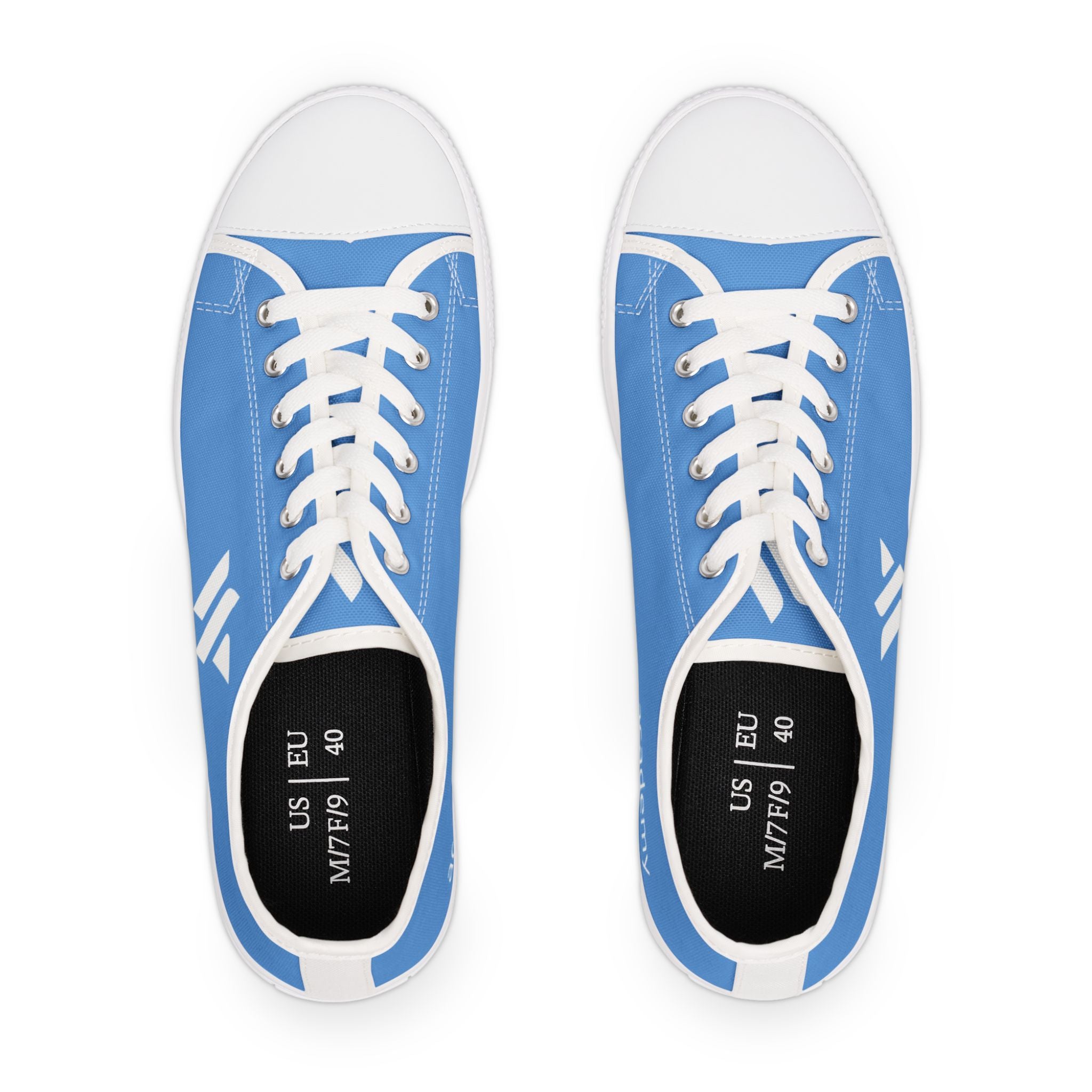 4 - Women's Low Top Sneakers — Minimal White Canvas Shoes with 'academy' Script Accent