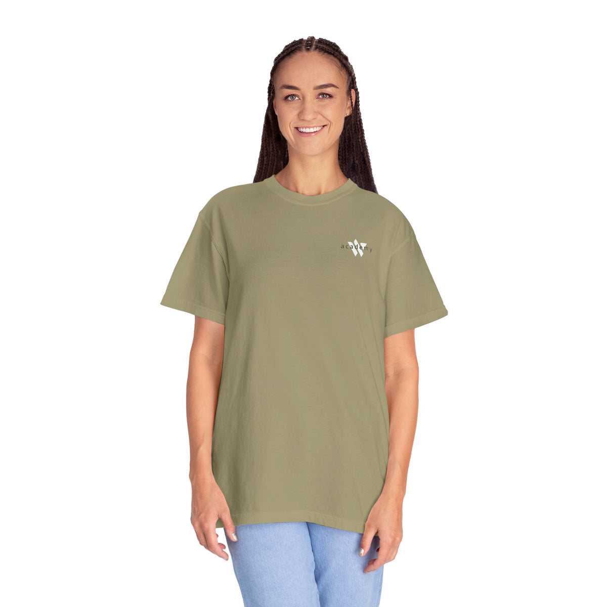 11 - Woodland Academy Kakhi T-Shirt — Minimal Logo Tee for Leaders & Coaches