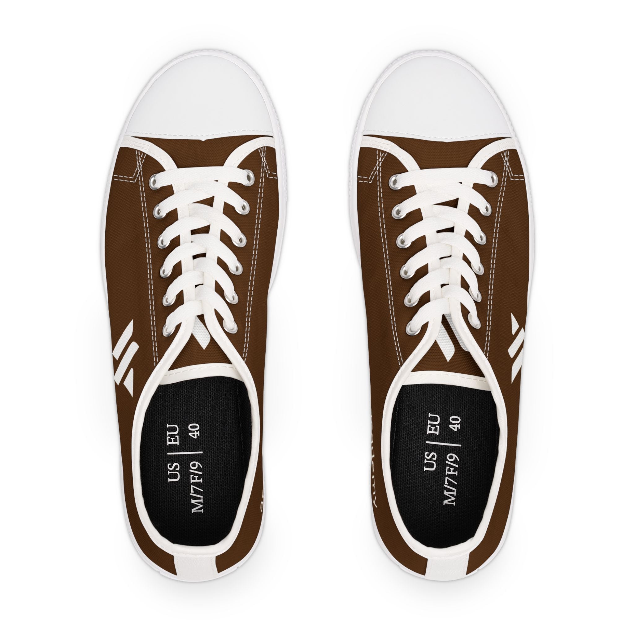 4 - Women's Low Top Sneakers — Minimal White Canvas Shoes with 'academy' Script Accent