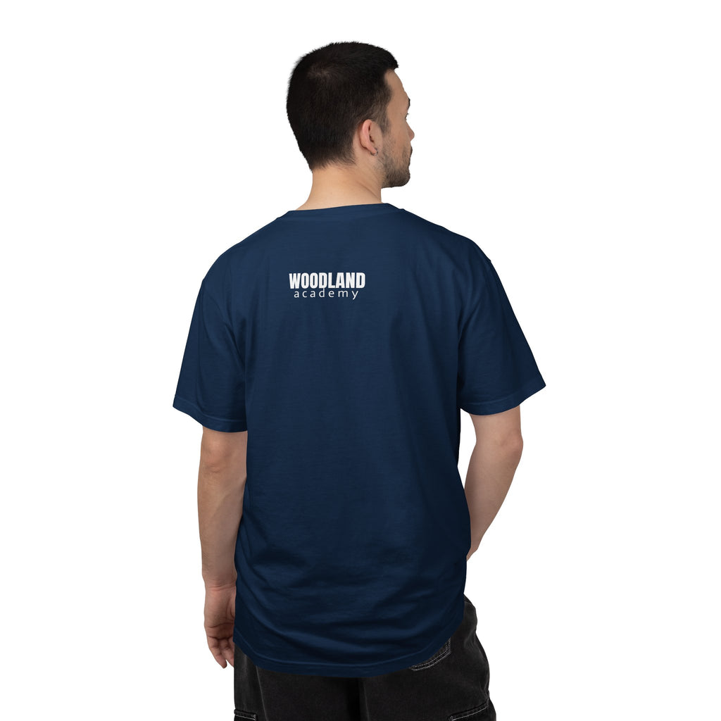 11 - Woodland Academy Multi Color T-Shirt — Minimal Logo Tee for Leaders & Coaches