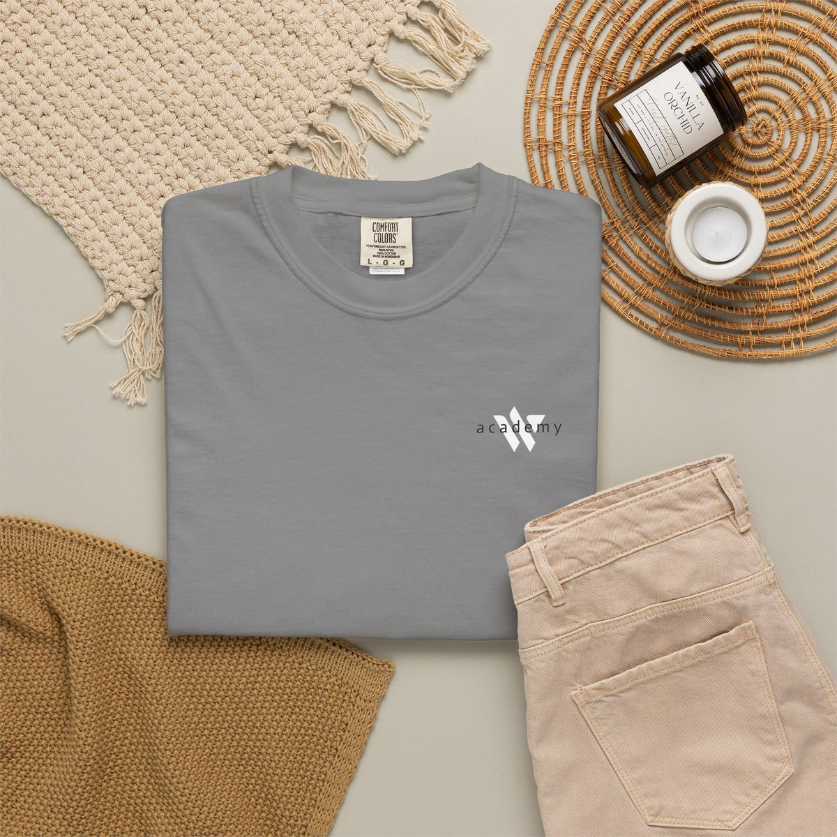 11 - Woodland Academy Grey T-Shirt — Minimal Logo Tee for Leaders & Coaches
