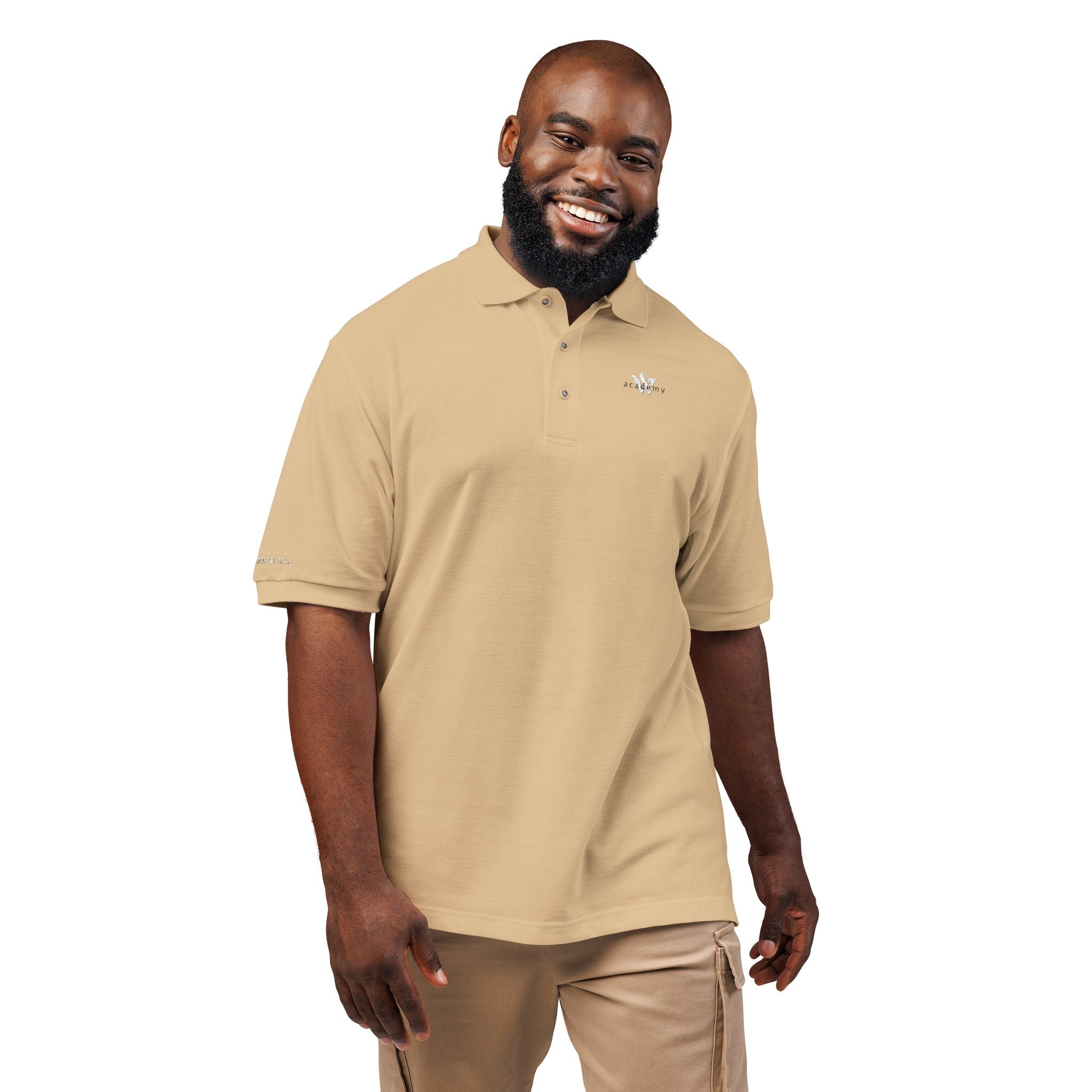114 - Woodland Academy Embroidered Multi Color Classic Polo Shirt — Small Chest Crest Logo
