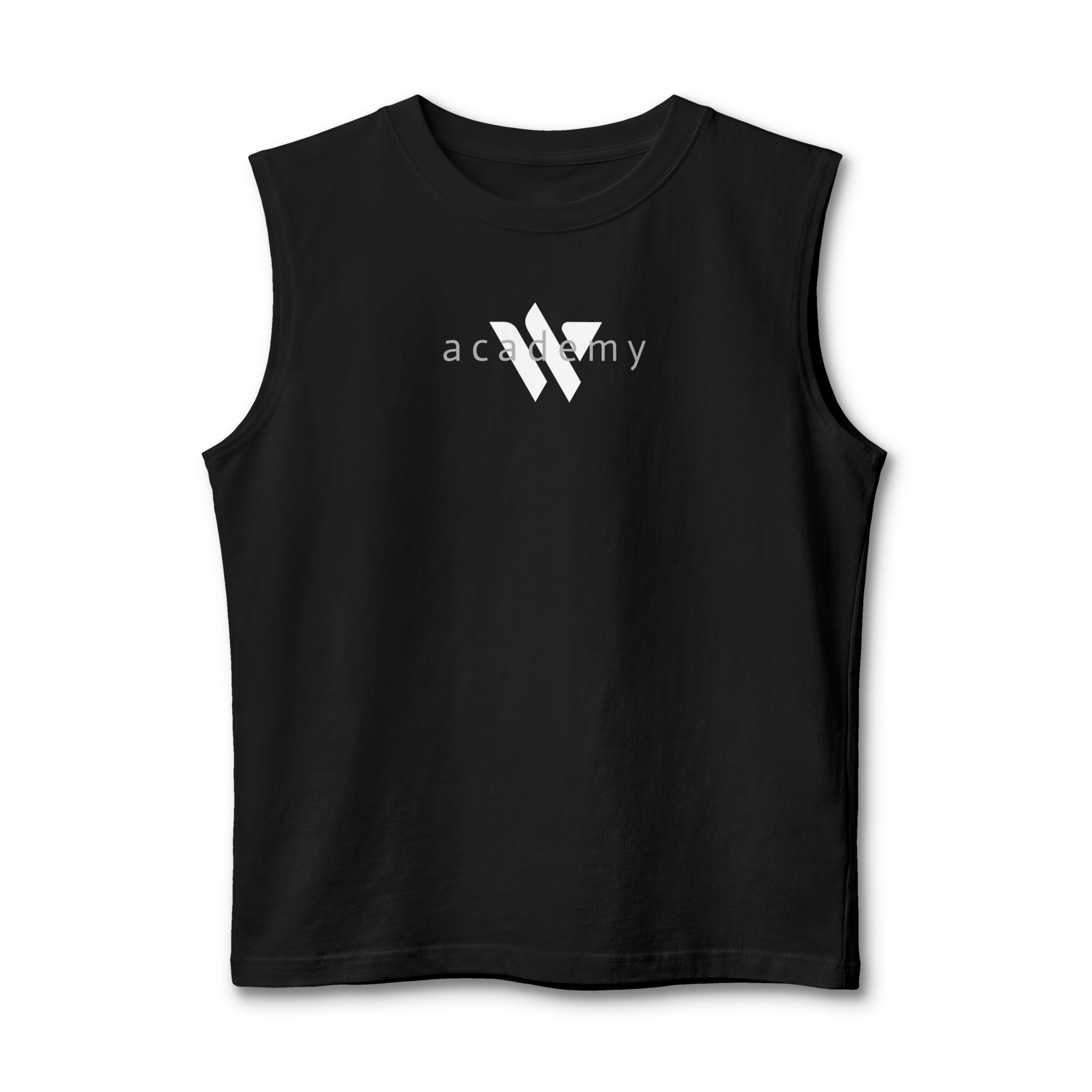 111 - Woodland Academy Muscle Tank — Minimal Black Gym Tank Top