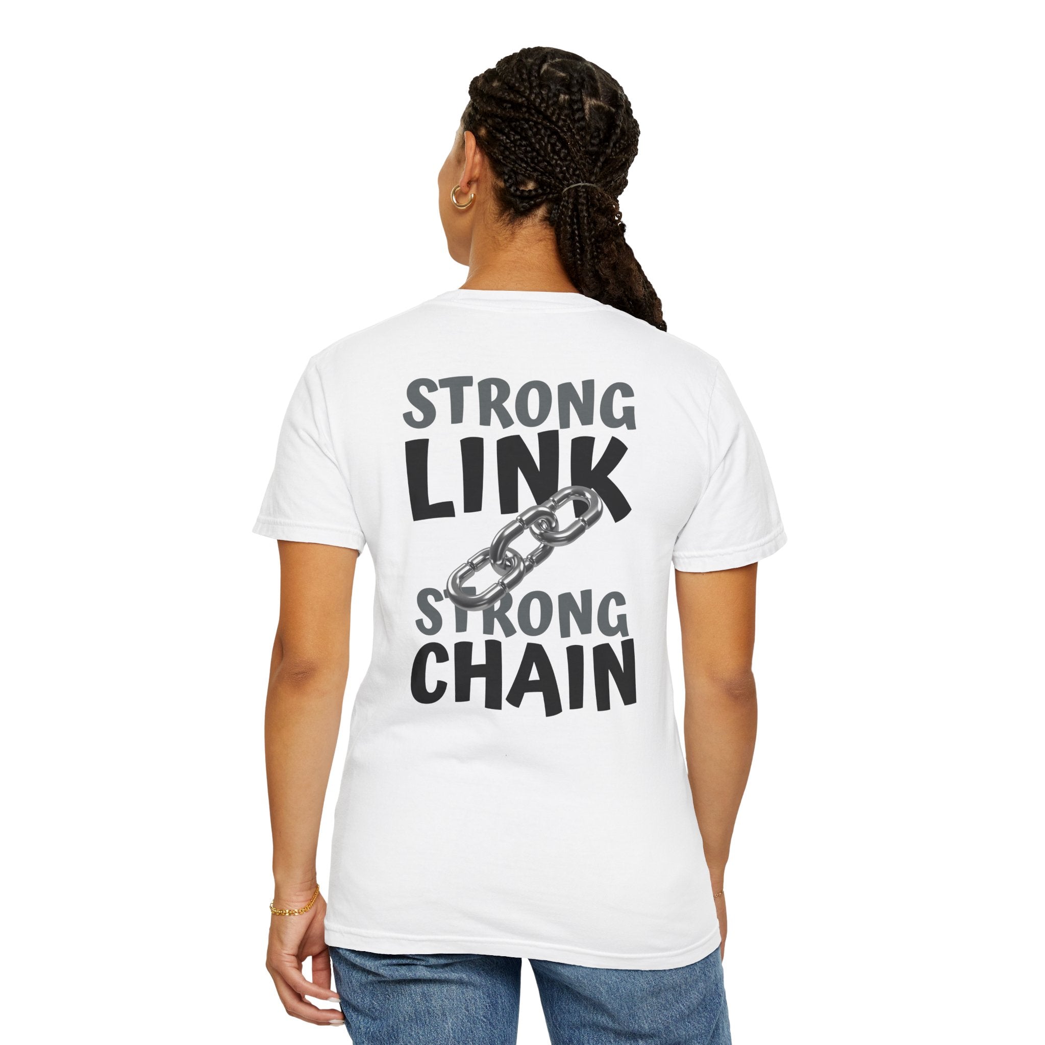 91 - Outcome Leadership- Strong Link Multi Color T-Shirt — Minimal Logo Tee for Leaders & Coaches