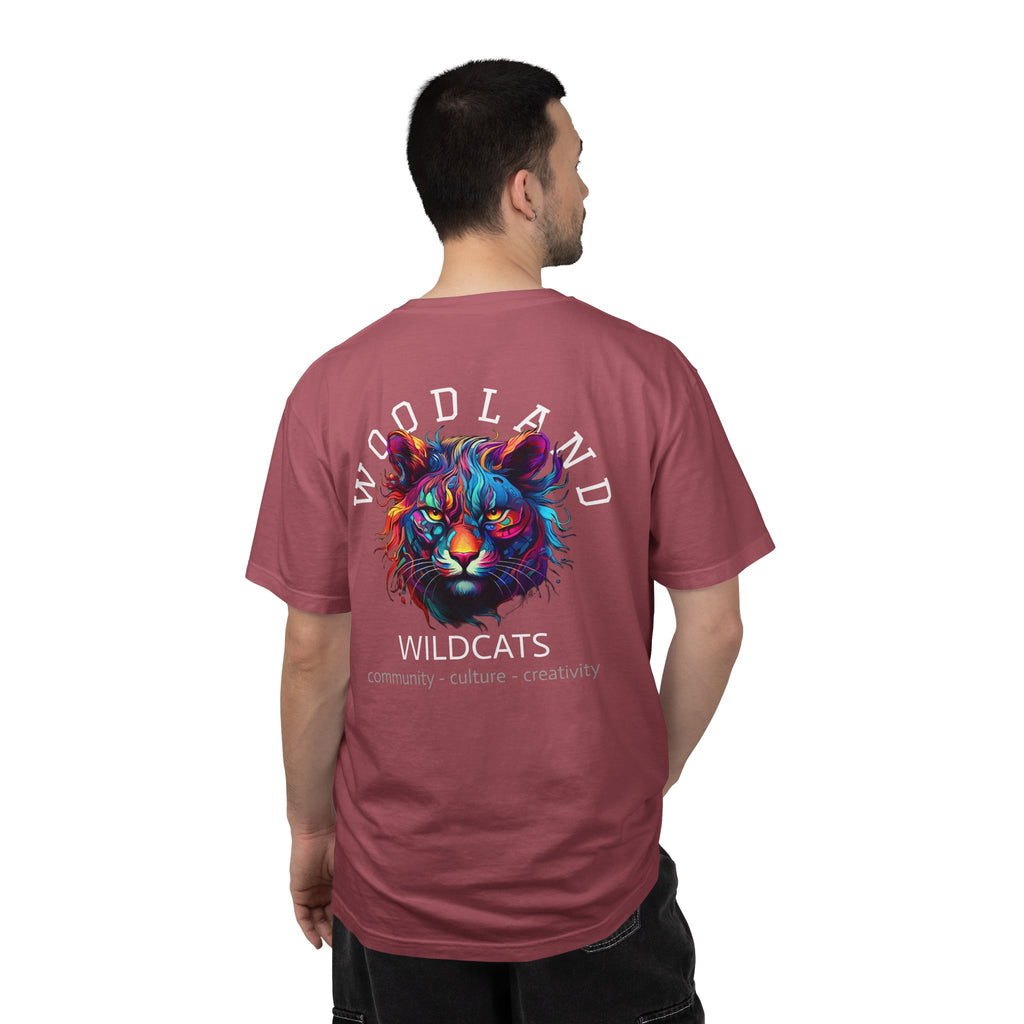 11 - Woodland Academy Painted Wildcat Multi Color T-Shirt — Minimal Logo Tee for Leaders & Coaches
