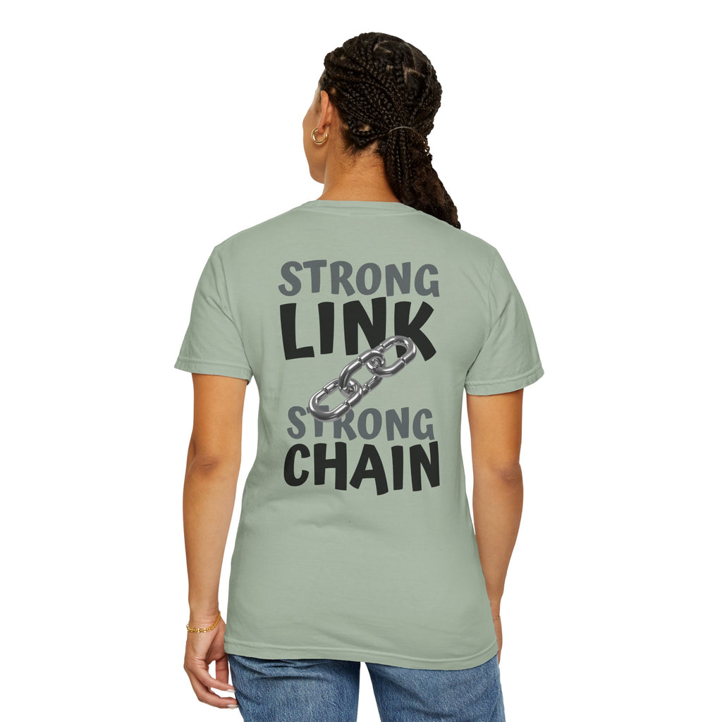 91 - Outcome Leadership- Strong Link Multi Color T-Shirt — Minimal Logo Tee for Leaders & Coaches