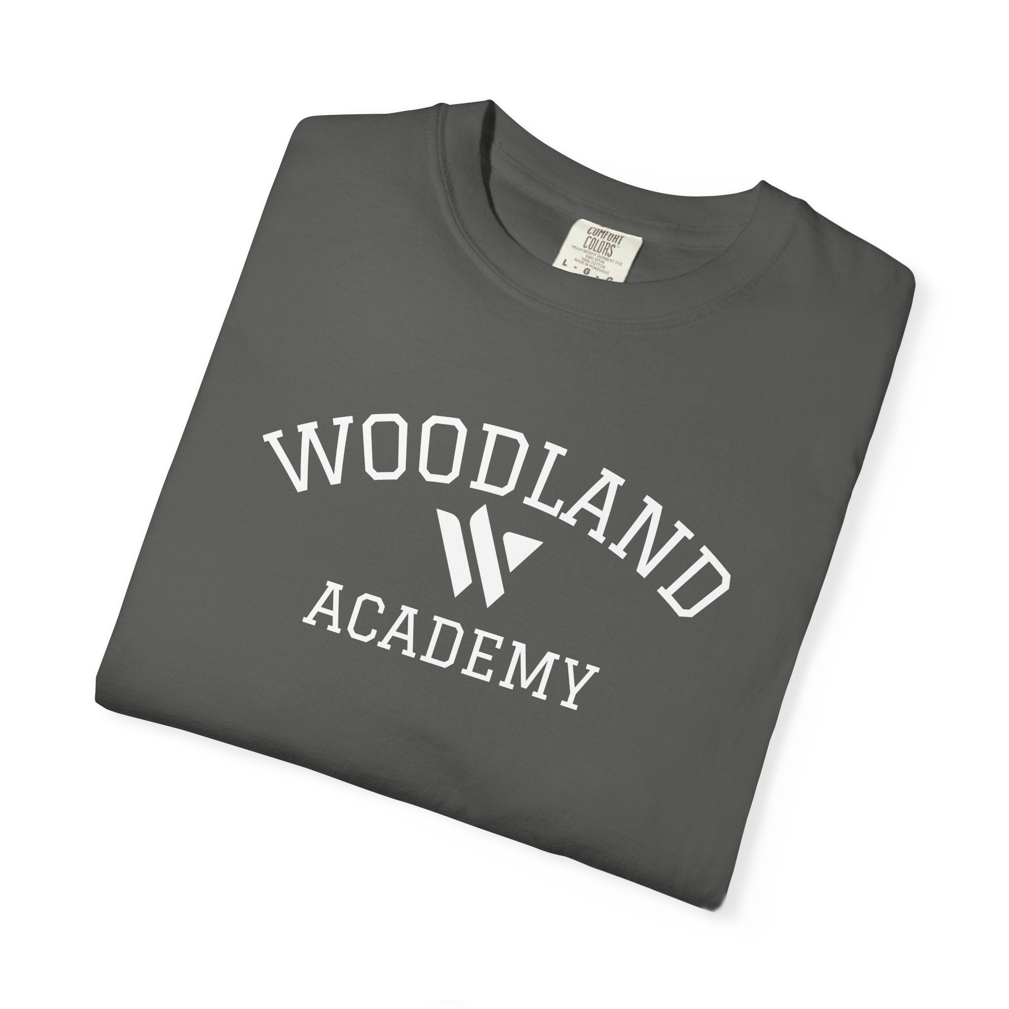 11 - Woodland Academy Graphic Multi Color T-Shirt — Minimal Logo Tee for Leaders & Coaches