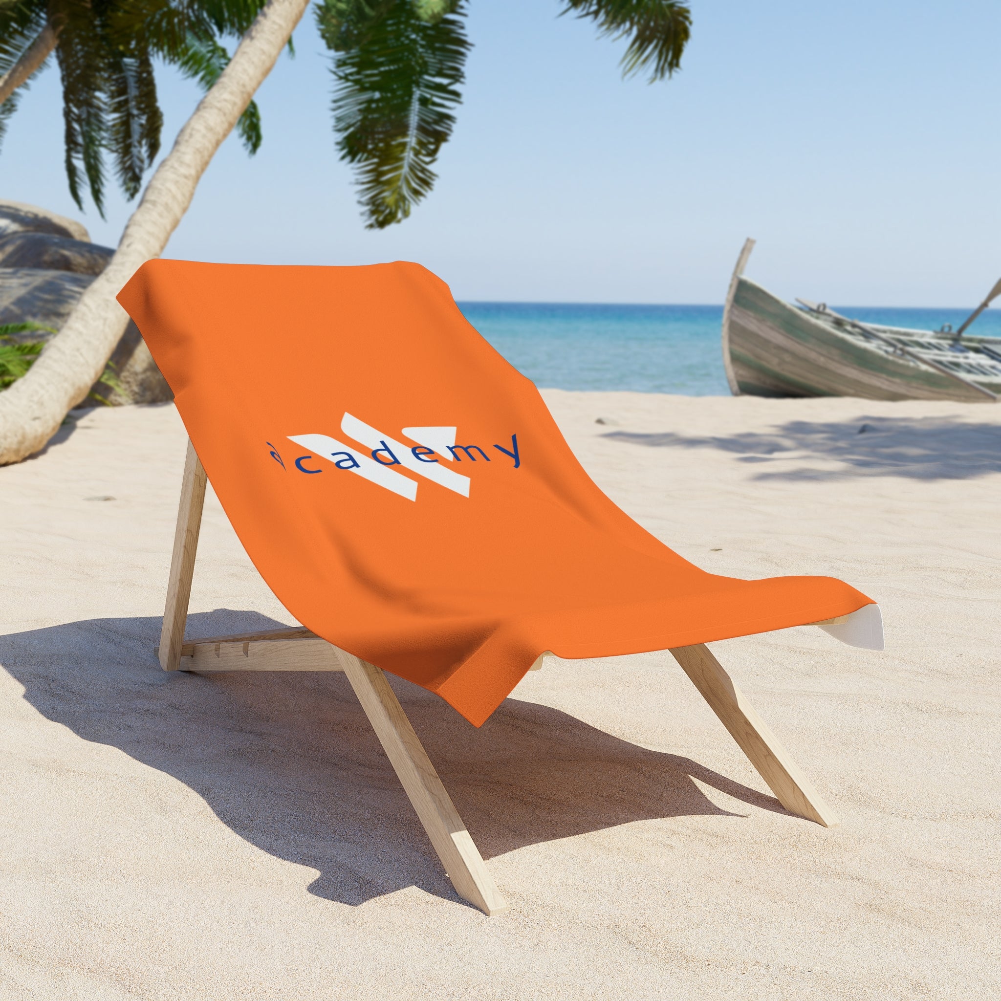 61 - Woodland Academy Orange Beach Towel – Branded Logo Summer Towel