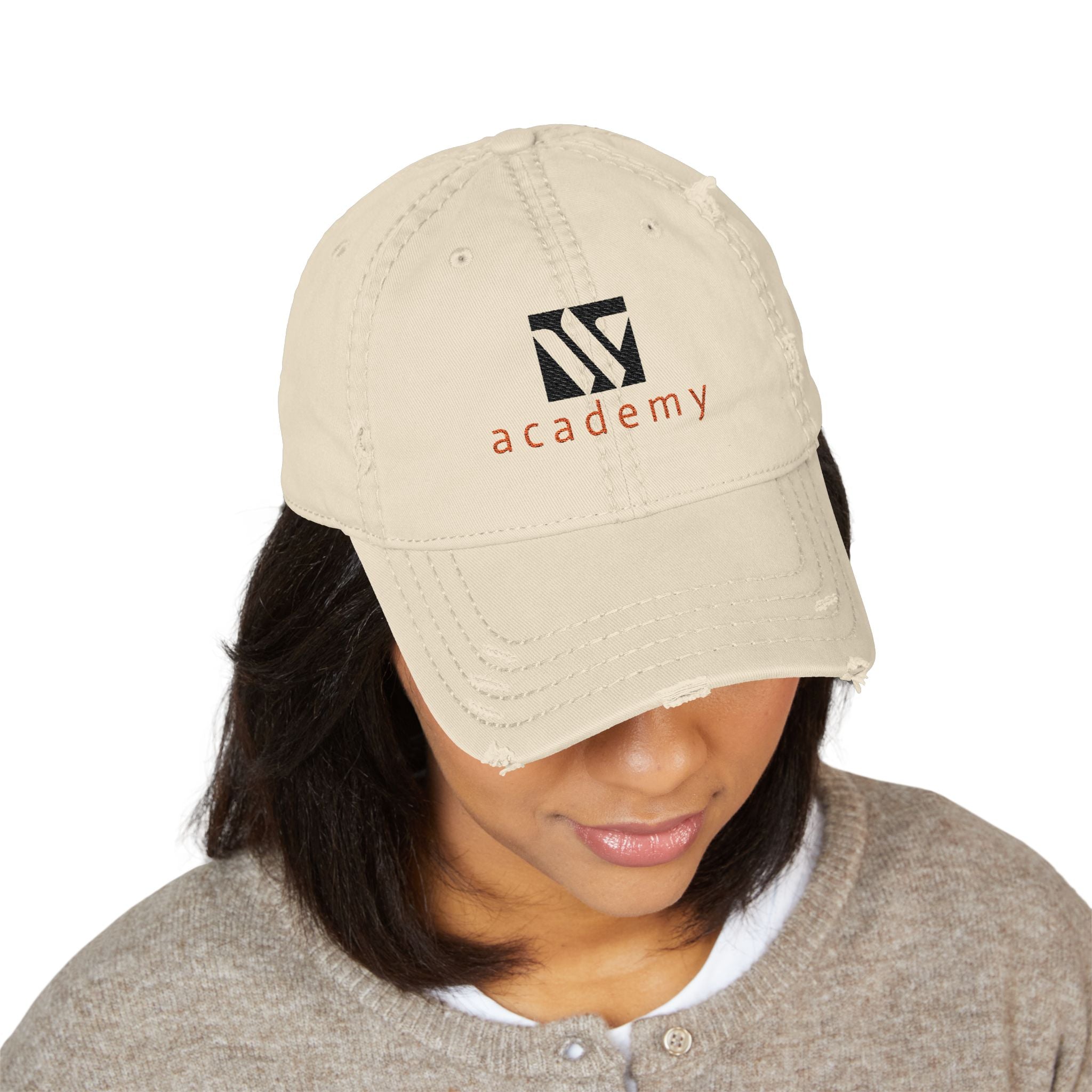 3 - Woodland Academy Embroidered Distressed Multi Color Dad Hat – Minimal White Logo Baseball Cap