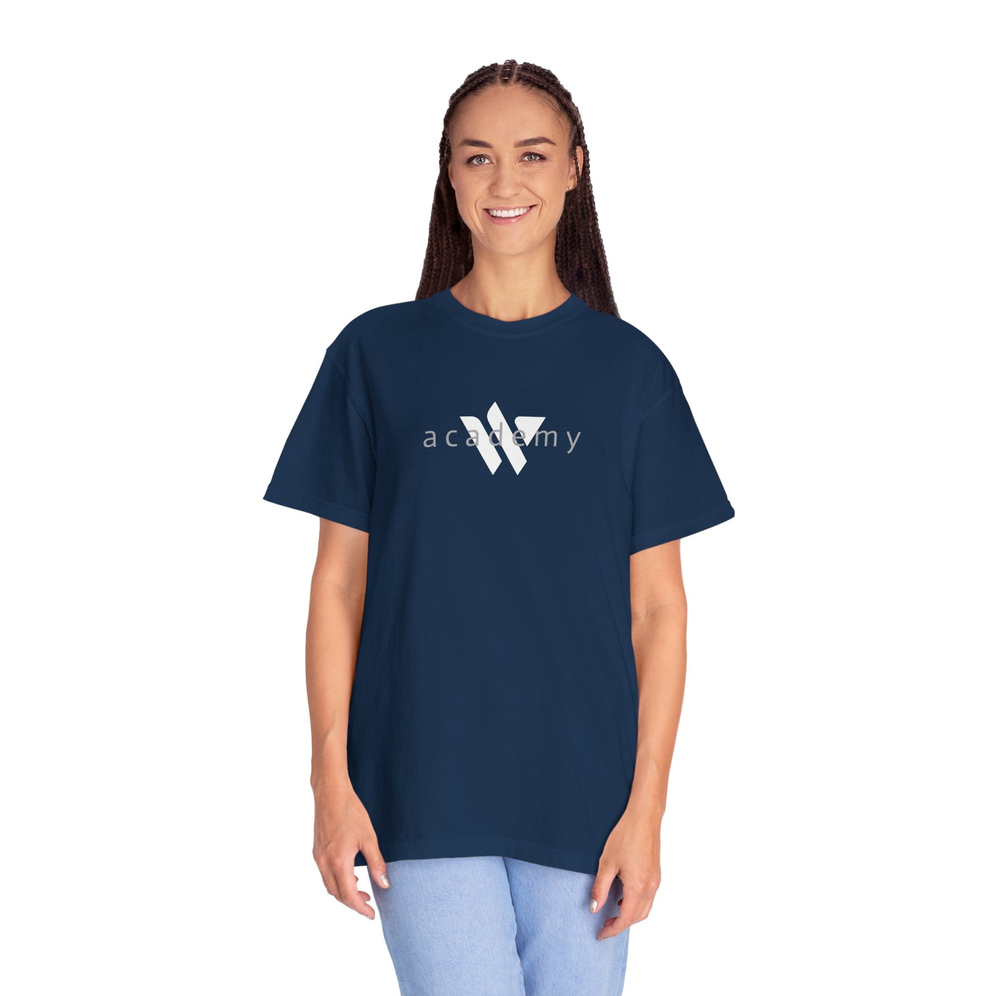 11 - Woodland Academy Multi Color T-Shirt — Minimal Logo Tee for Leaders & Coaches