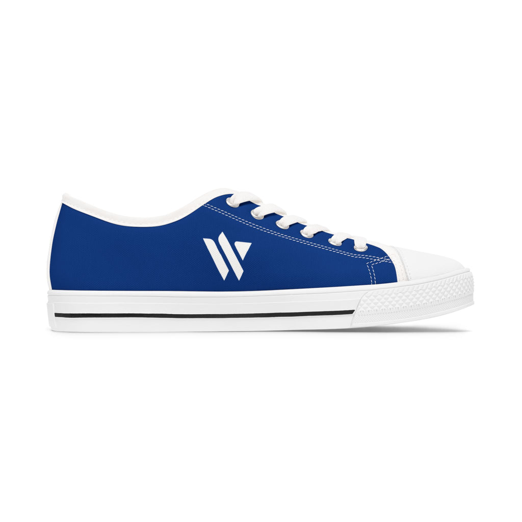 4 - Women's Low Top Sneakers — Minimal White Canvas Shoes with 'academy' Script Accent
