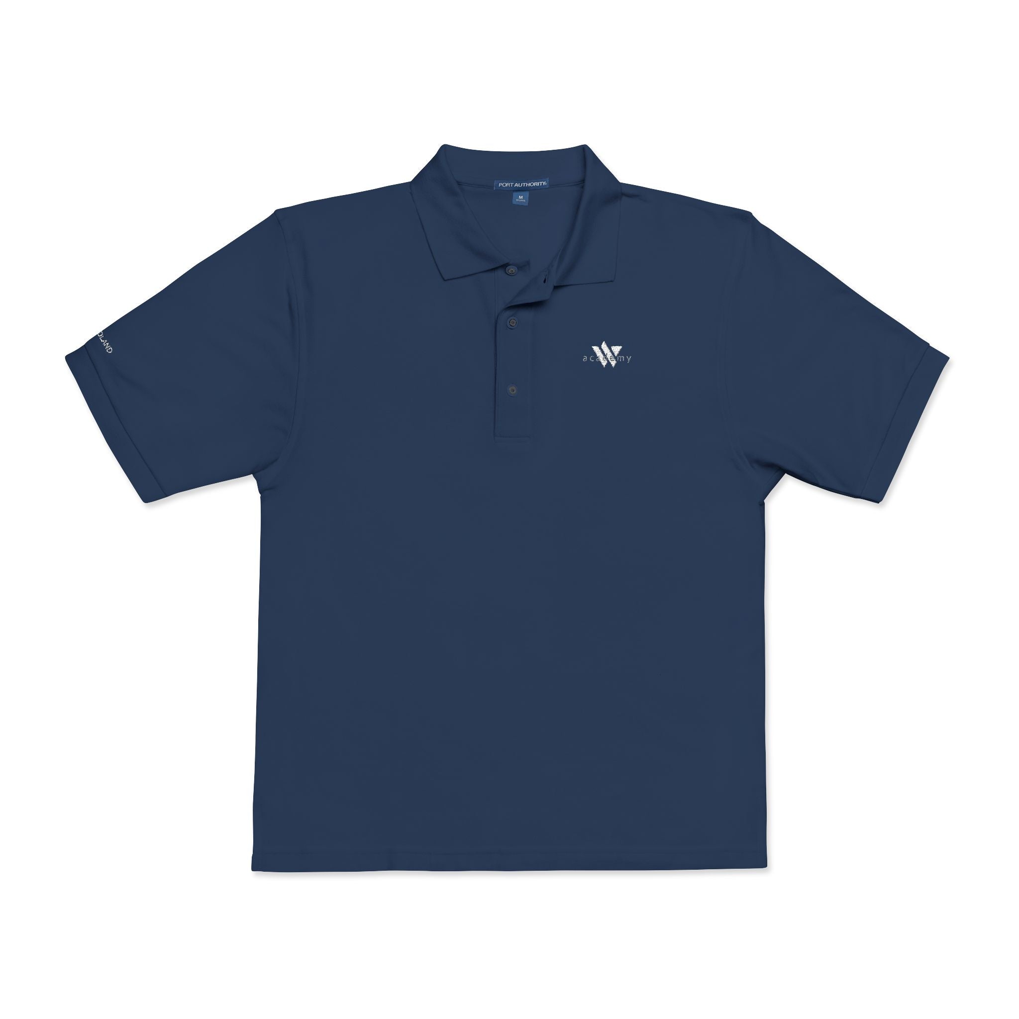 114 - Woodland Academy Embroidered Multi Color Classic Polo Shirt — Small Chest Crest Logo