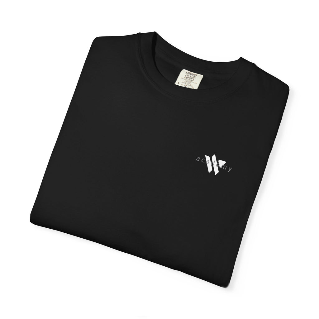 11 - Woodland Academy Black T-Shirt — Minimal Logo Tee for Leaders & Coaches