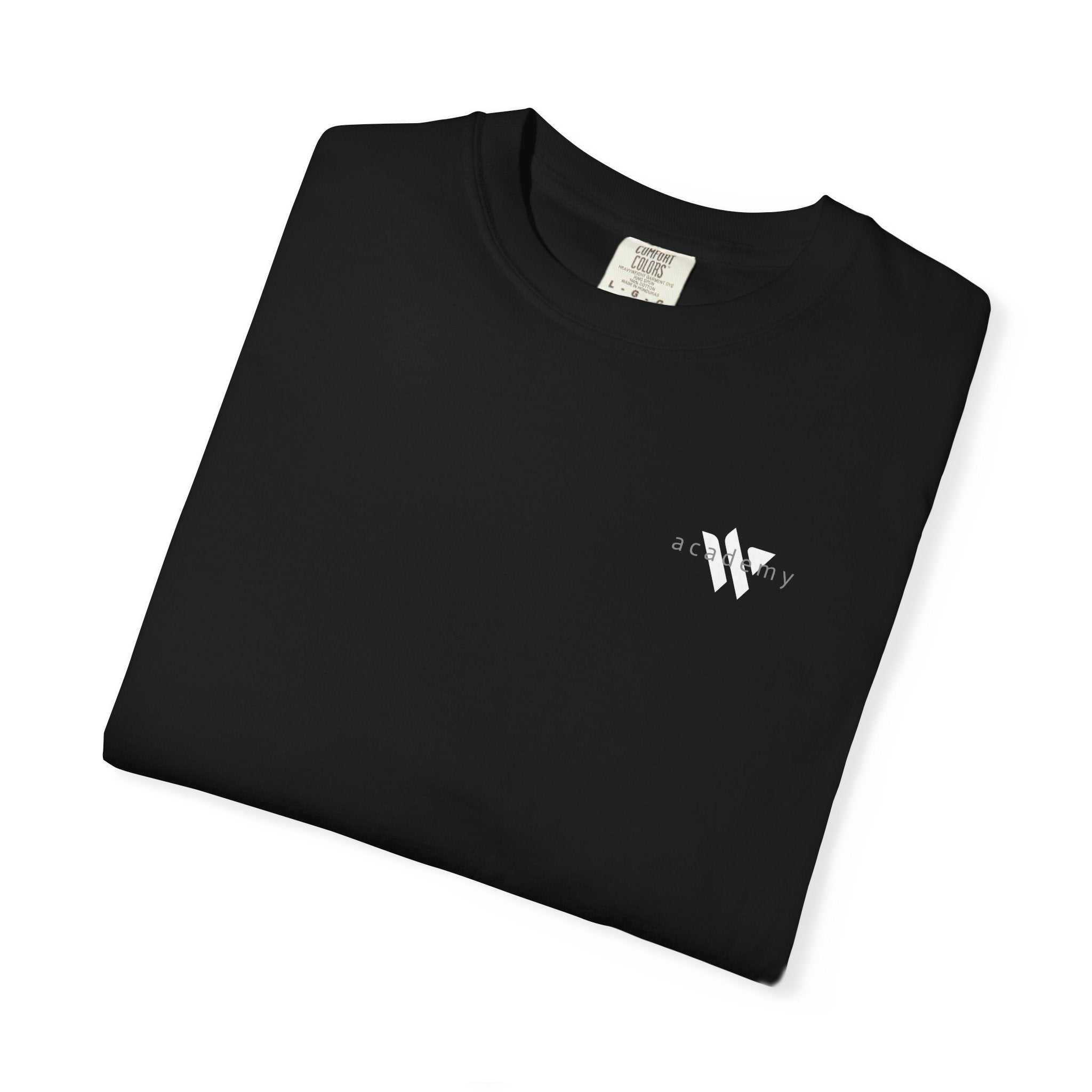 11 - Woodland Academy Black T-Shirt — Minimal Logo Tee for Leaders & Coaches