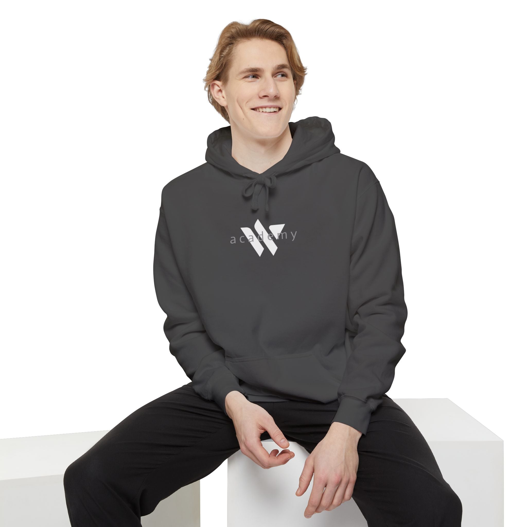 17 - Comfort Colors Embroidered Logo Hoodie — Garment-Dyed Cozy Pullover
