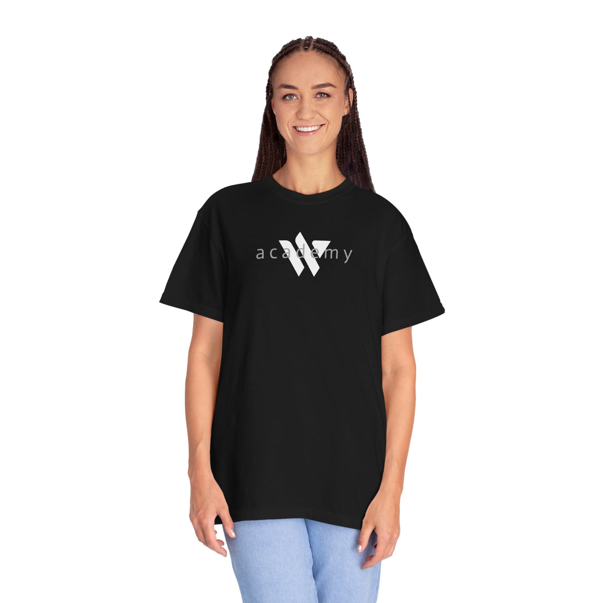 11 - Woodland Academy Black T-Shirt — Minimal Logo Tee for Leaders & Coaches
